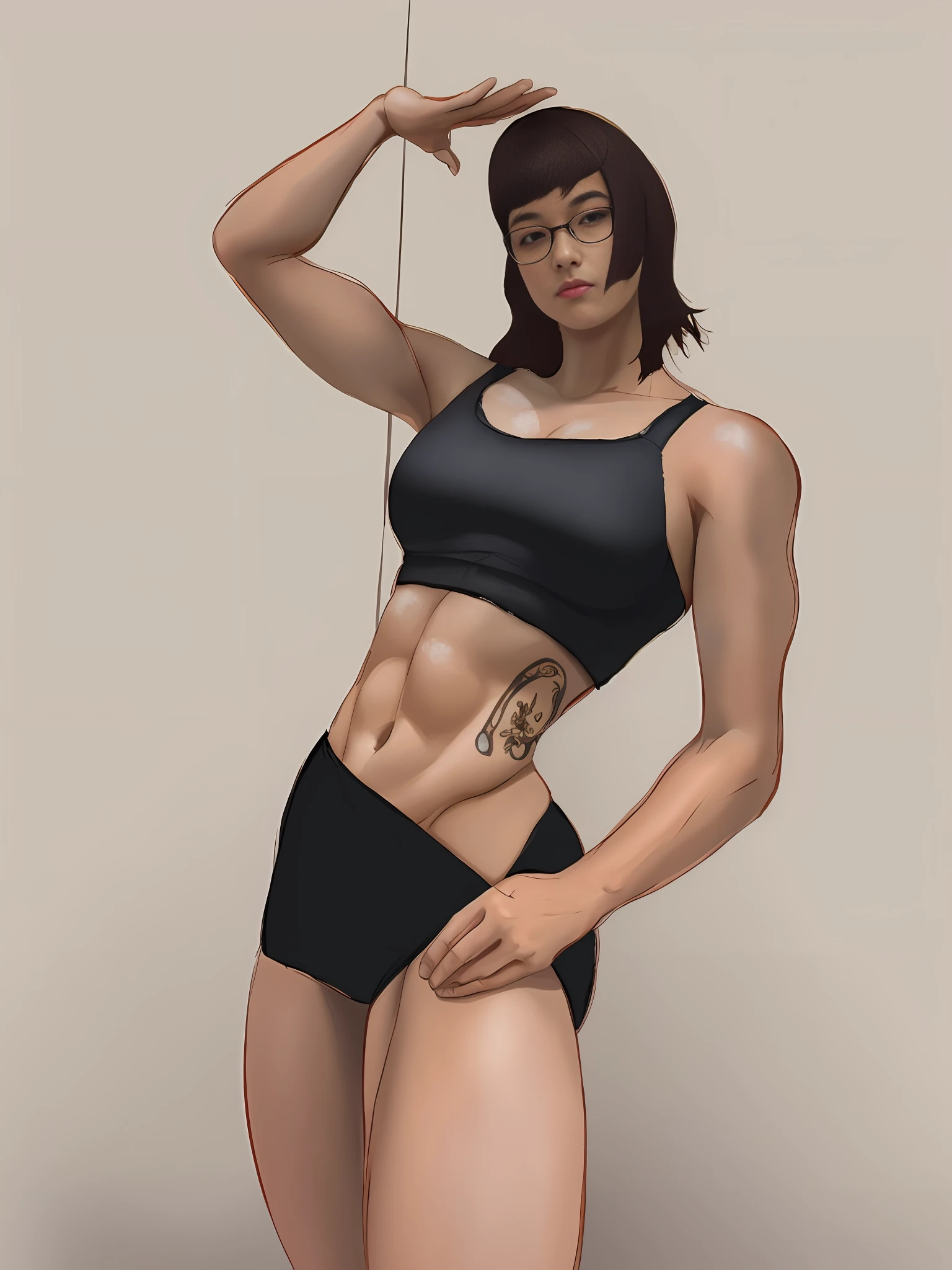 Render in sakimichan painting style, semi realistic, ultra detailed, 4k, beautiful belly