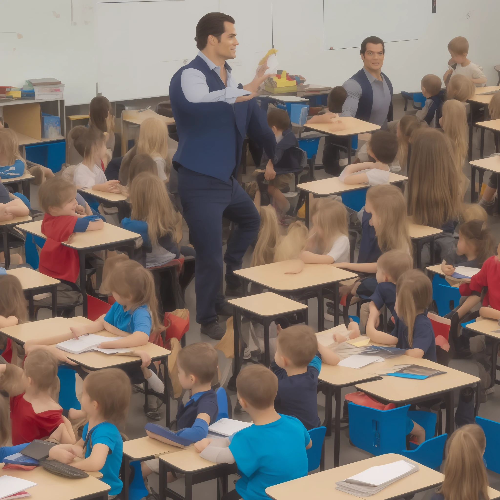 Henry Cavill as a pirate teacher in a classroom