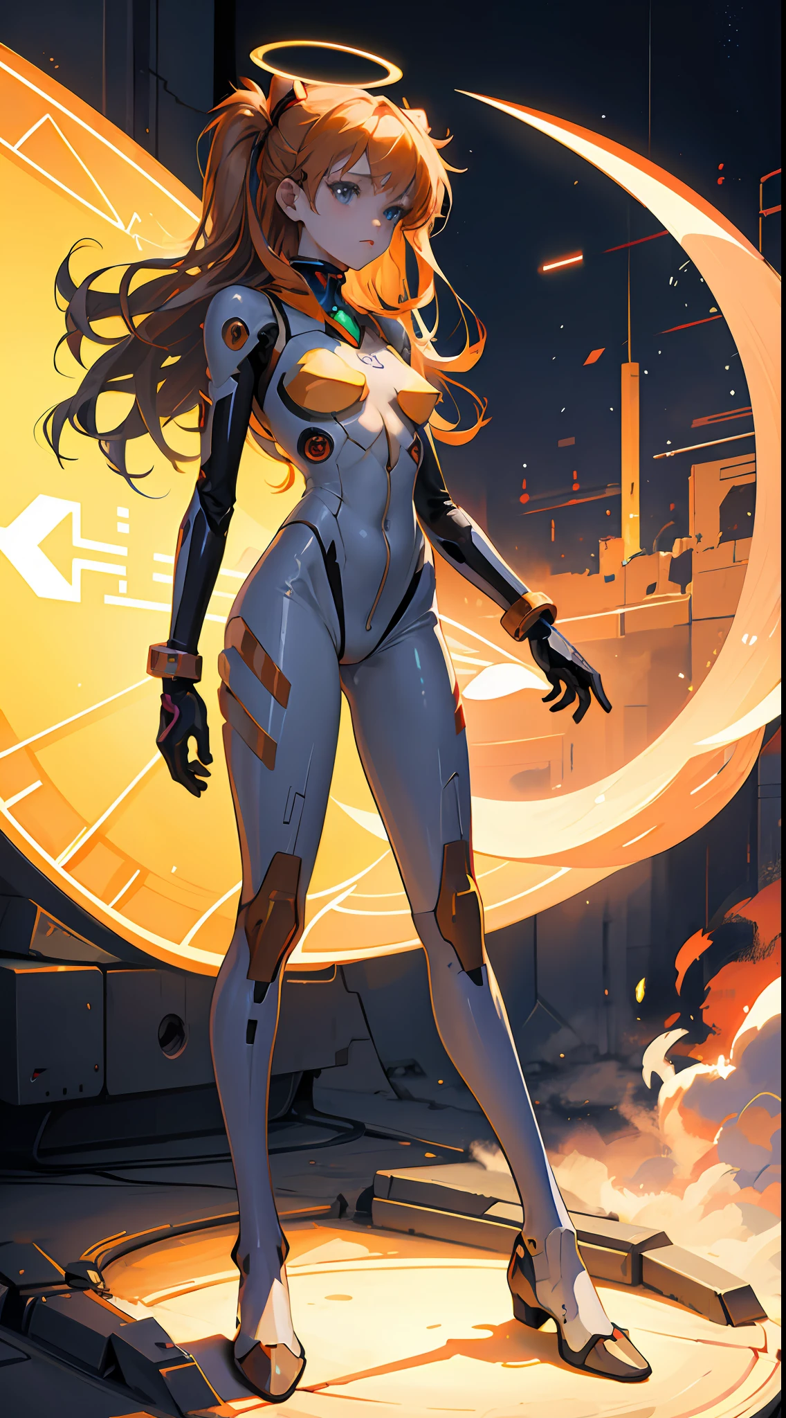 1girl,mecha musume,standing,mechanical halo,