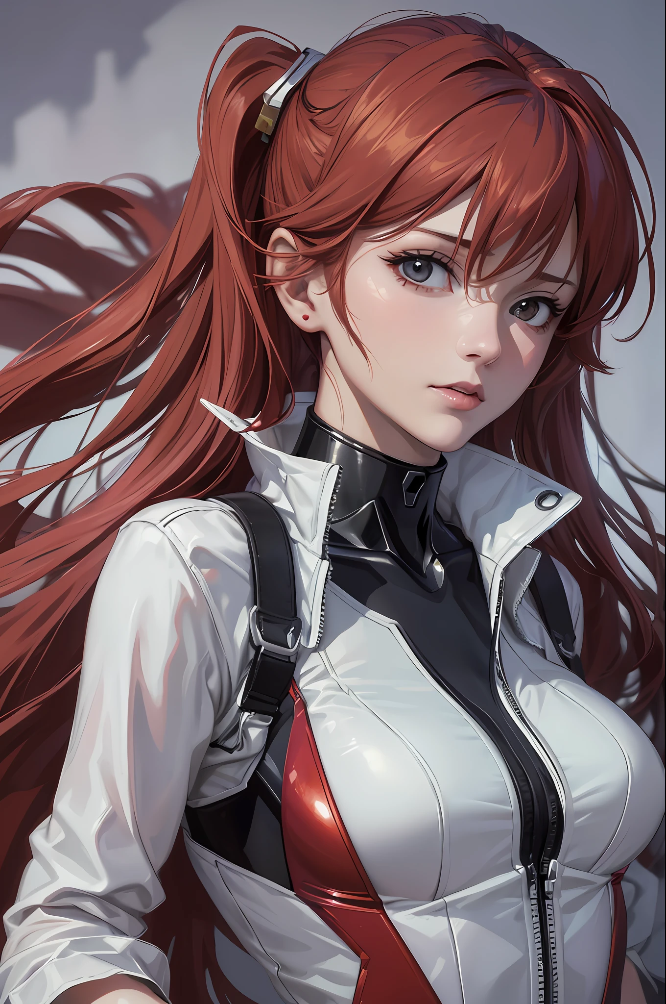 a woman in a red suit with long hair, beautiful asuka from evangelion, asuka langley soryu, asuka langley sohryu, asuka langley souryuu, asuka langley, asuka from evangelion, portrait of asuka langley soryu, asuka suit under clothes!, beautiful android woman, perfect anime cyborg woman, evangelion,Extremely realistic and real image, extreme image quality, extremely realistic and real, image with very high quality and very high definition, image made by Canon camera, photo, photography, realism, reality, photo, photography 16k - --auto --s2