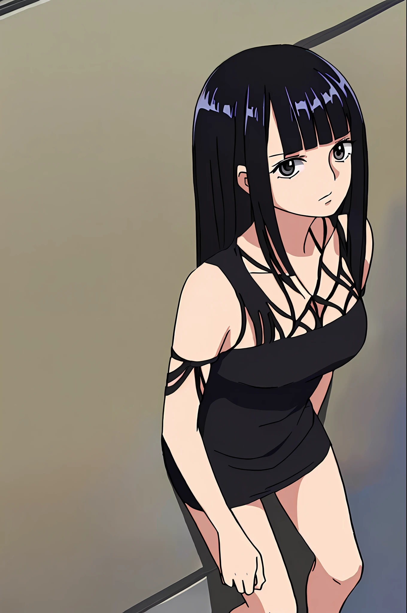 Woman bangs black hair