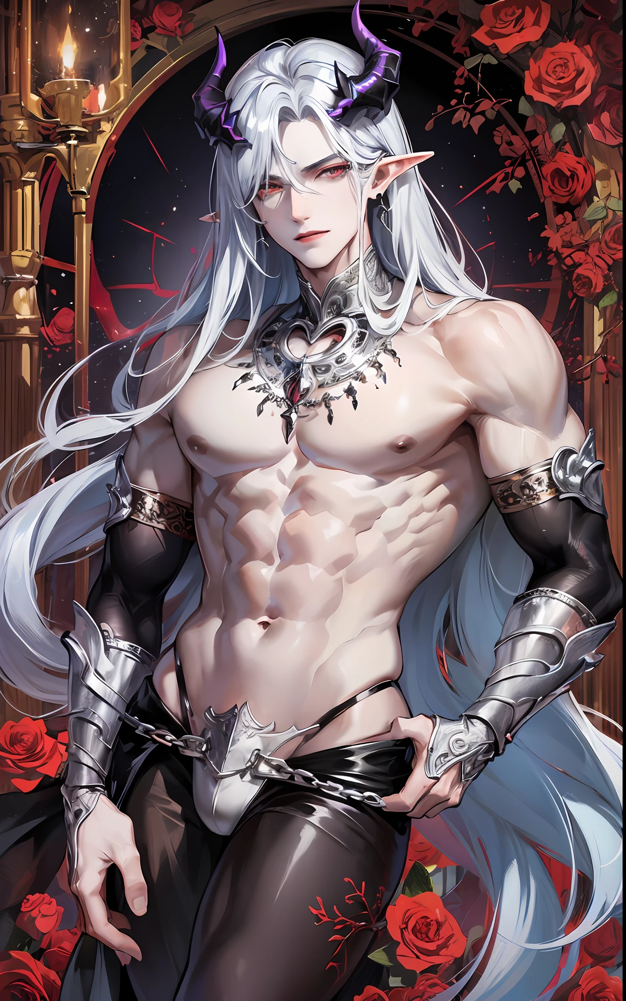 masculine, masculine face, attractive, (((1man))), masterpiece, absurdres, best quality ,intricate details, ((((full body)))), (shiny skin, shiny body, shiny oily luster skin, shiny hair, pale skintone), Sundown, attractive, ((muscular)), adult, one, earrings, Don't look at the view , Not looking at the view, blue hair, braided hair, perfect detailed face, perfect detailed hands, incubus, horns, red eyes, elf ears, smirk, silver ornaments, masculine features, masculine face, (((night))), moonlight, darkness, dark light, character seen from afar, winter clothes, perfect detailed eyes, perfect detailed face, perfect proportions, prince