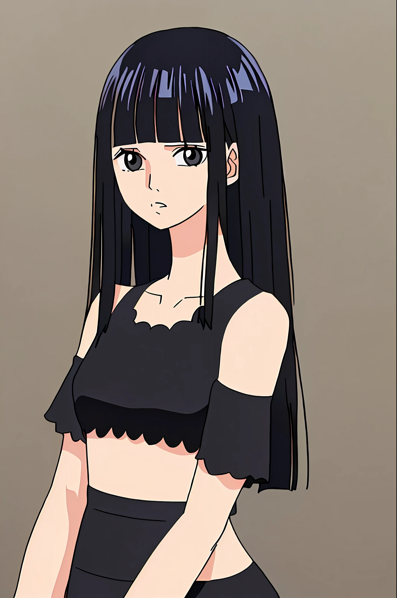 Woman black hair bangs