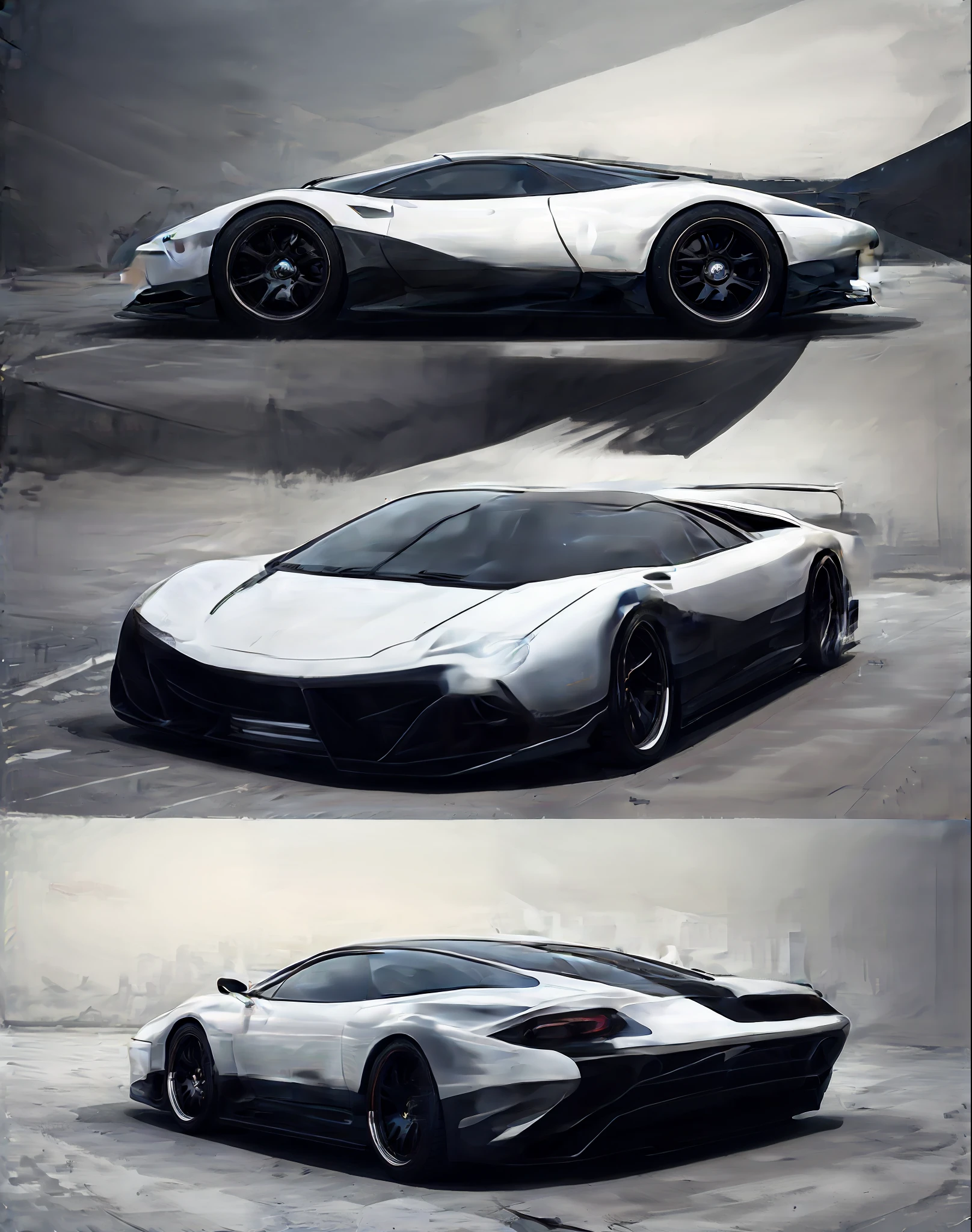 Sports car three views white sports car Lamborghini
