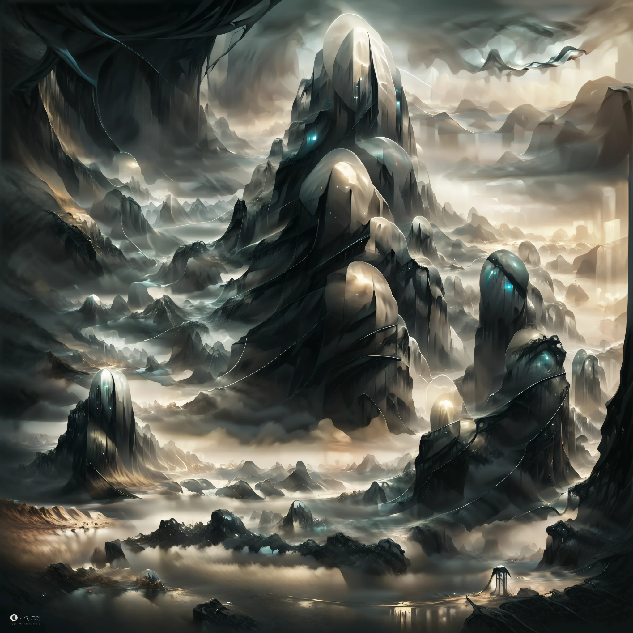 there is a digital painting of a mountain with a waterfall, symmetrical epic fantasy art, organic matte painting, most epic landscape, matte digital painting, illustration matte painting, surreal concept art, matte painting ”, matte painting”, dramatic concept art, epic fantasy digital art style, floating mountains, detailed fantasy digital art, dreamlike digital painting, fractal landscape, alien waterfall