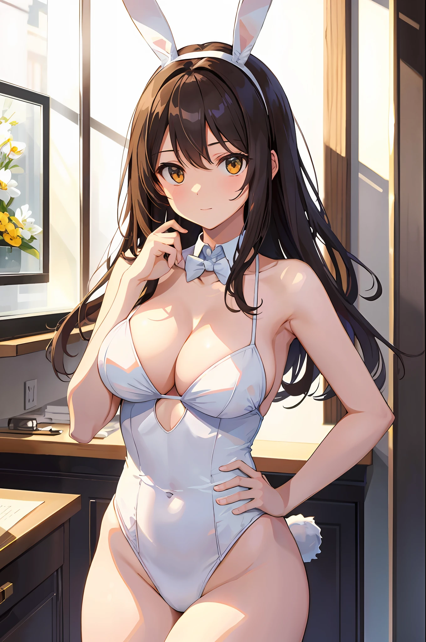 masterpiece, best quality, finely detailed, high resolution, extremely delicate and beautiful, (bunny girl), (breasts)