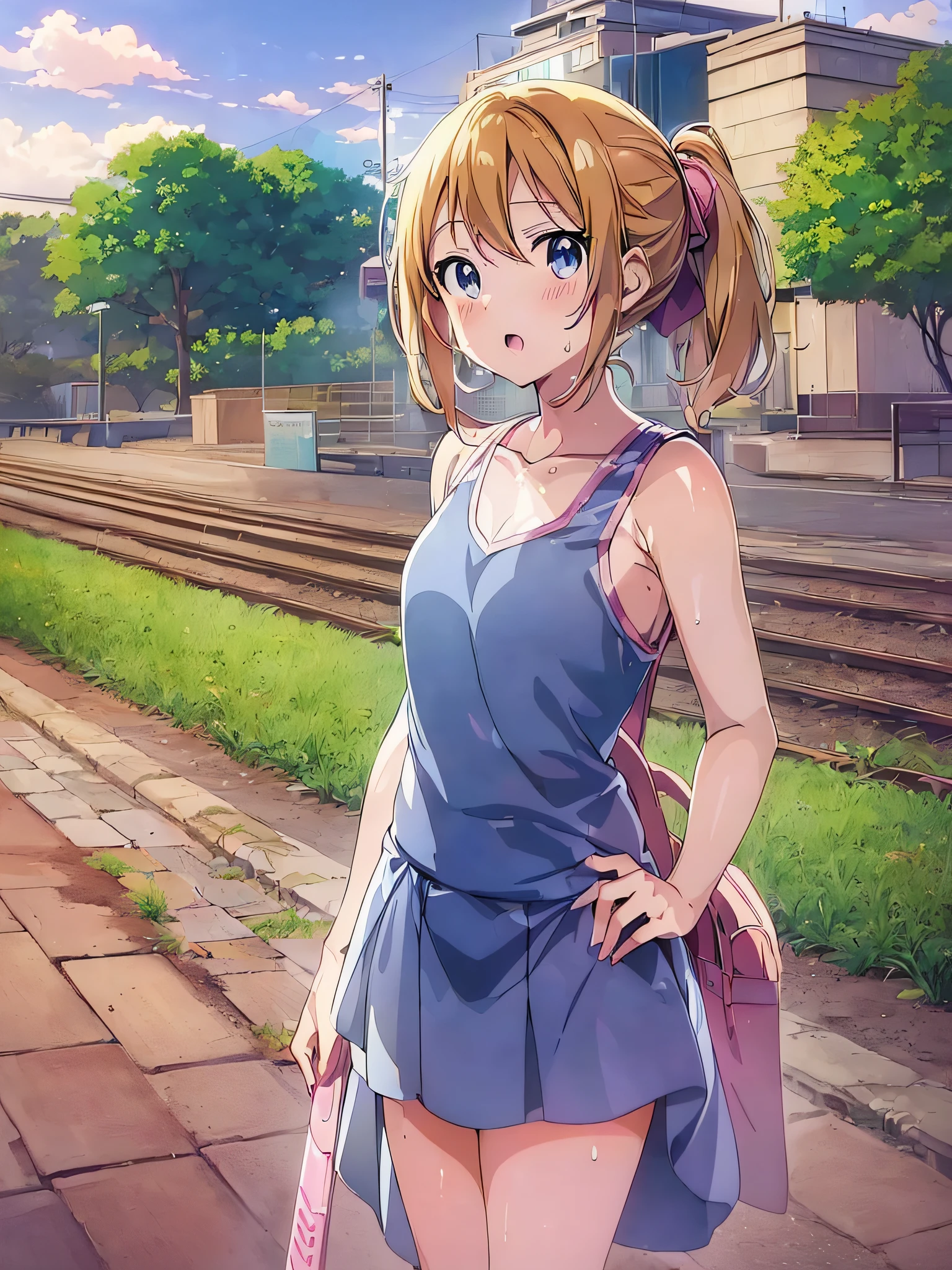(Best Quality,Anime,Anime Art Style,Anime Screen Cap:1.5),Yuyushiki,Girl,,sweat,sleeveless dress
