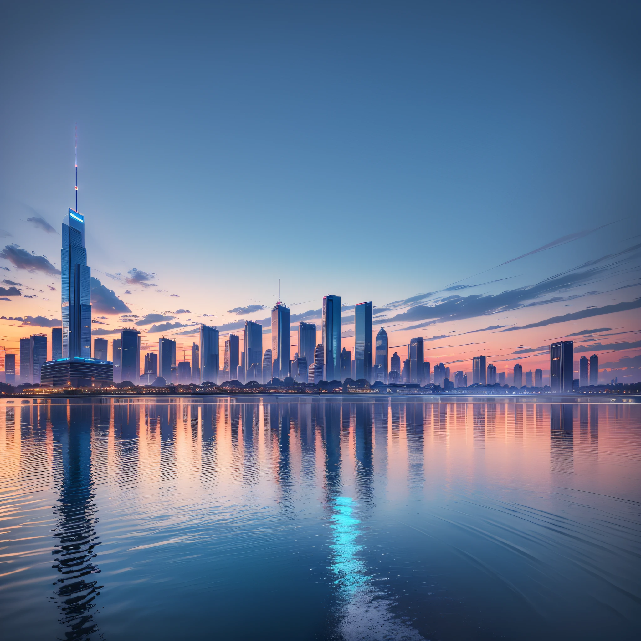 ((Top quality)), ((Masterpiece: 1.3), City, Early Morning, Blue, Photography, 8K --auto --s2