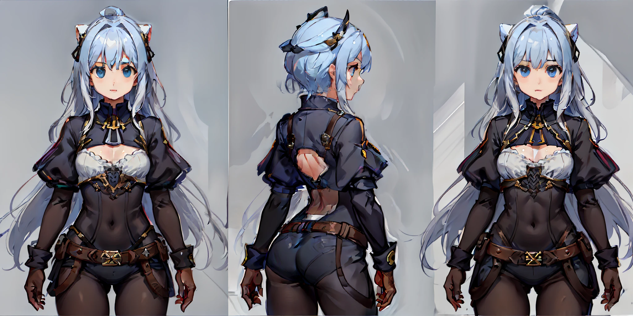 Girl, white background, standing, best quality (1.3), masterpiece (1.2), character sheet