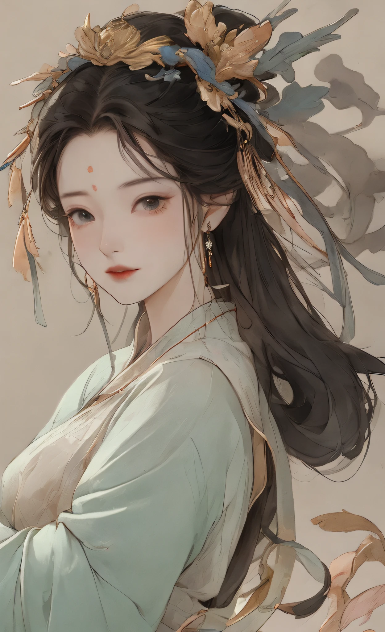 A girl, ancient Chinese costume, whole body, sunshine, clear face, clean white background, masterpiece, super detail, epic composition, ultra HD, high quality, extremely detailed, official art, uniform 8k wallpaper, super detail, 32k