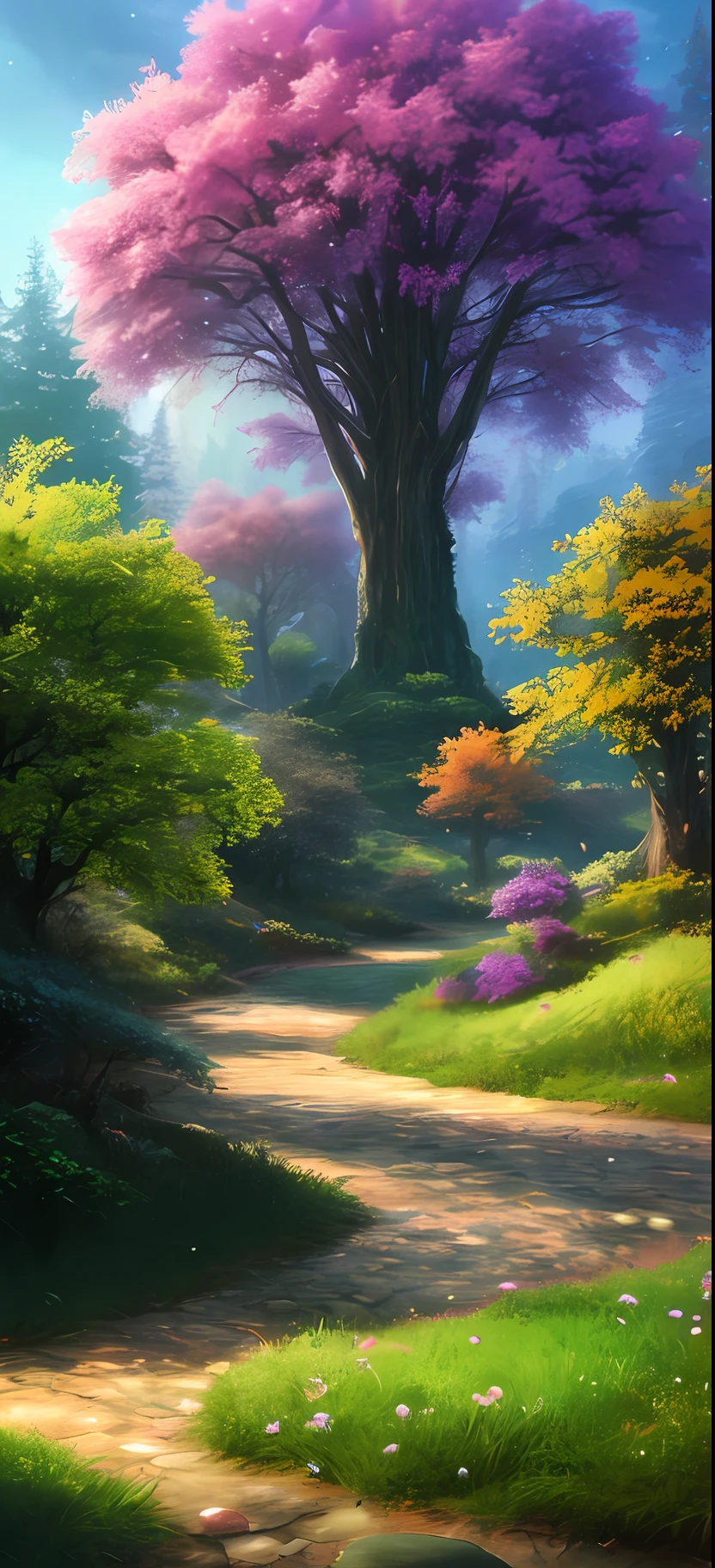 masterpiece, best quality, high quality,extremely detailed CG unity 8k wallpaper, An enchanting and dreamy scene of a fantasy forest, with towering trees, glowing mushrooms, and hidden fairy glens, creating a sense of mystique and enchantment, artstation, digital illustration, intricate, trending, pastel colors, oil paiting, award winning photography, Bokeh, Depth of Field, HDR, bloom, Chromatic Aberration ,Photorealistic,extremely detailed, trending on artstation, trending on CGsociety, Intricate, High Detail, dramatic, art by midjourney