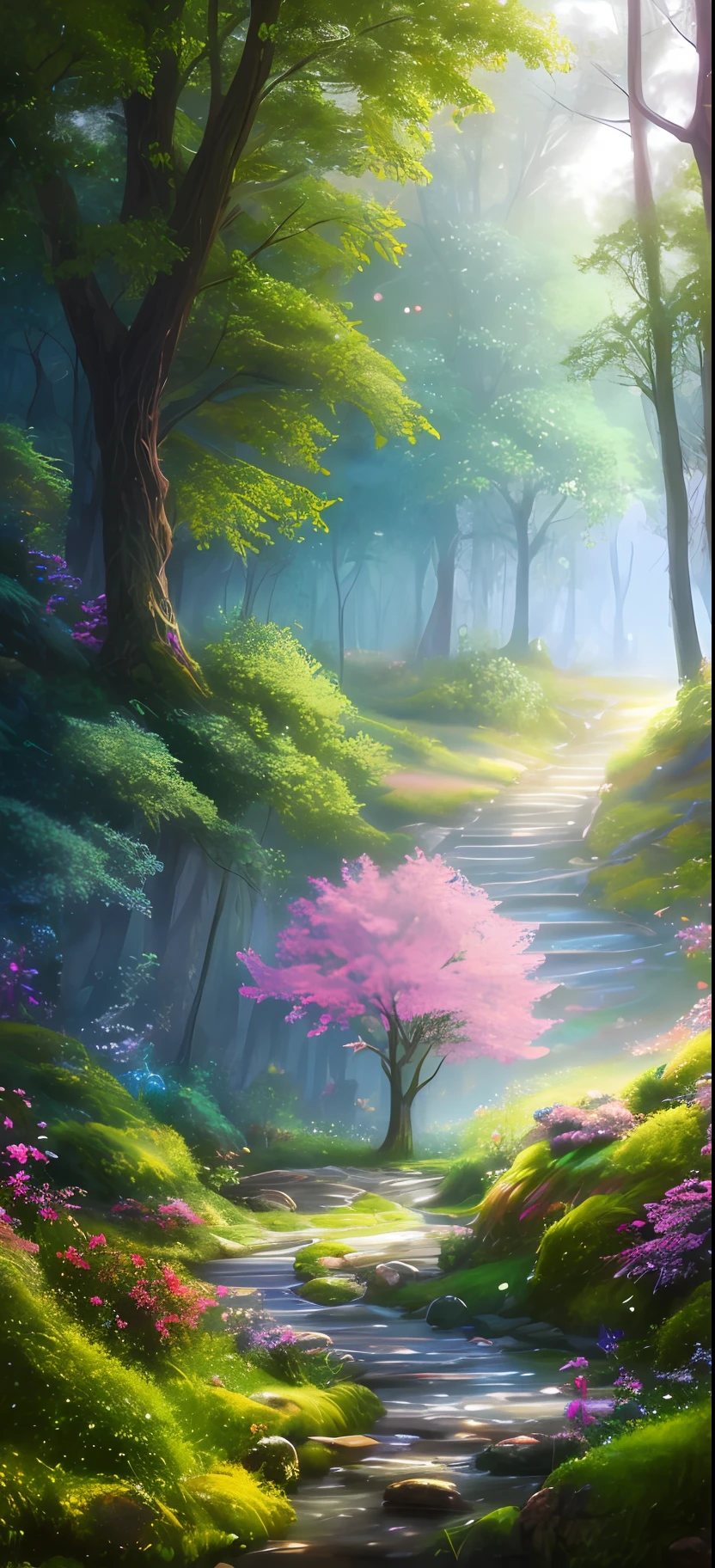 masterpiece, best quality, high quality,extremely detailed CG unity 8k wallpaper, An enchanting and dreamy scene of a fantasy forest, with towering trees, glowing mushrooms, and hidden fairy glens, creating a sense of mystique and enchantment, artstation, digital illustration, intricate, trending, pastel colors, oil paiting, award winning photography, Bokeh, Depth of Field, HDR, bloom, Chromatic Aberration ,Photorealistic,extremely detailed, trending on artstation, trending on CGsociety, Intricate, High Detail, dramatic, art by midjourney