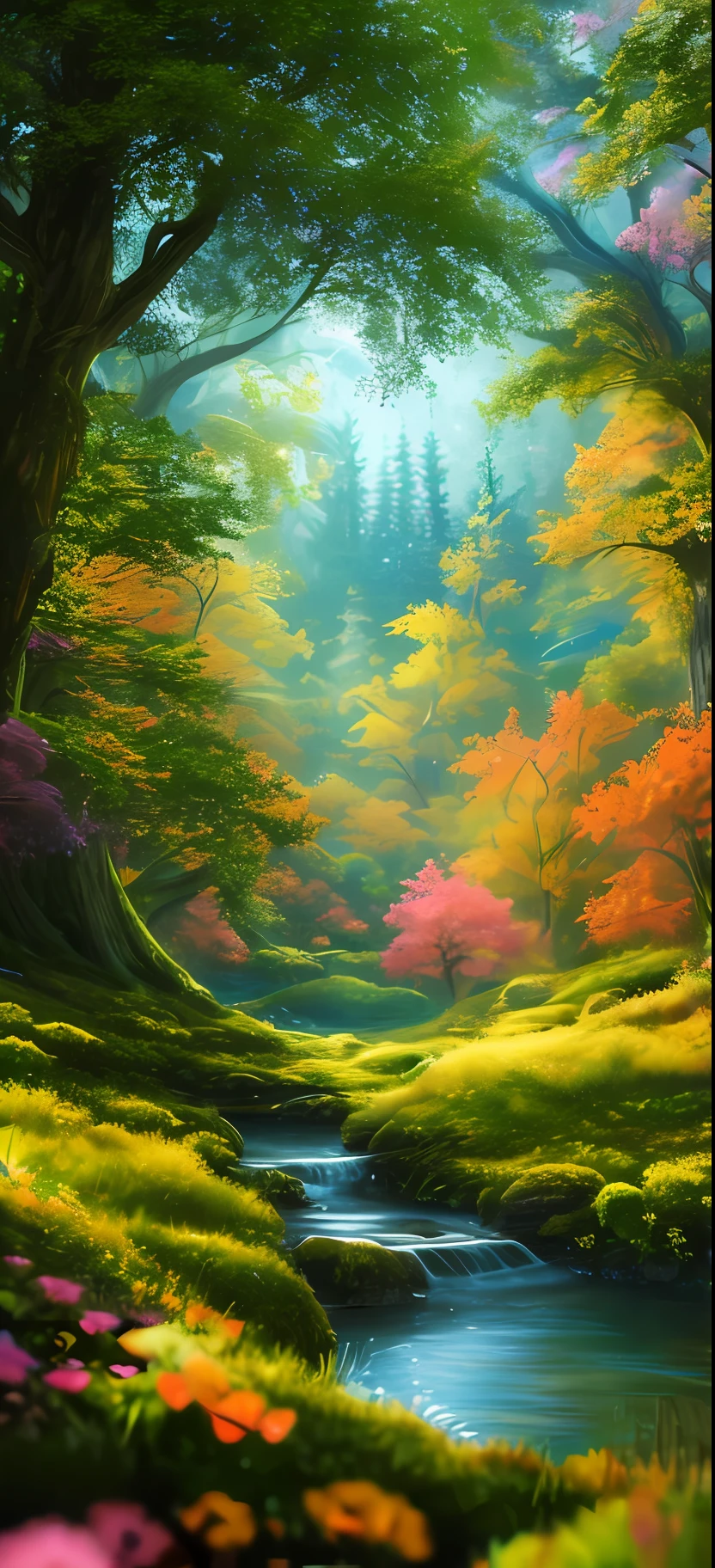 masterpiece, best quality, high quality,extremely detailed CG unity 8k wallpaper, An enchanting and dreamy scene of a fantasy forest, with towering trees, glowing mushrooms, and hidden fairy glens, creating a sense of mystique and enchantment, artstation, digital illustration, intricate, trending, pastel colors, oil paiting, award winning photography, Bokeh, Depth of Field, HDR, bloom, Chromatic Aberration ,Photorealistic,extremely detailed, trending on artstation, trending on CGsociety, Intricate, High Detail, dramatic, art by midjourney