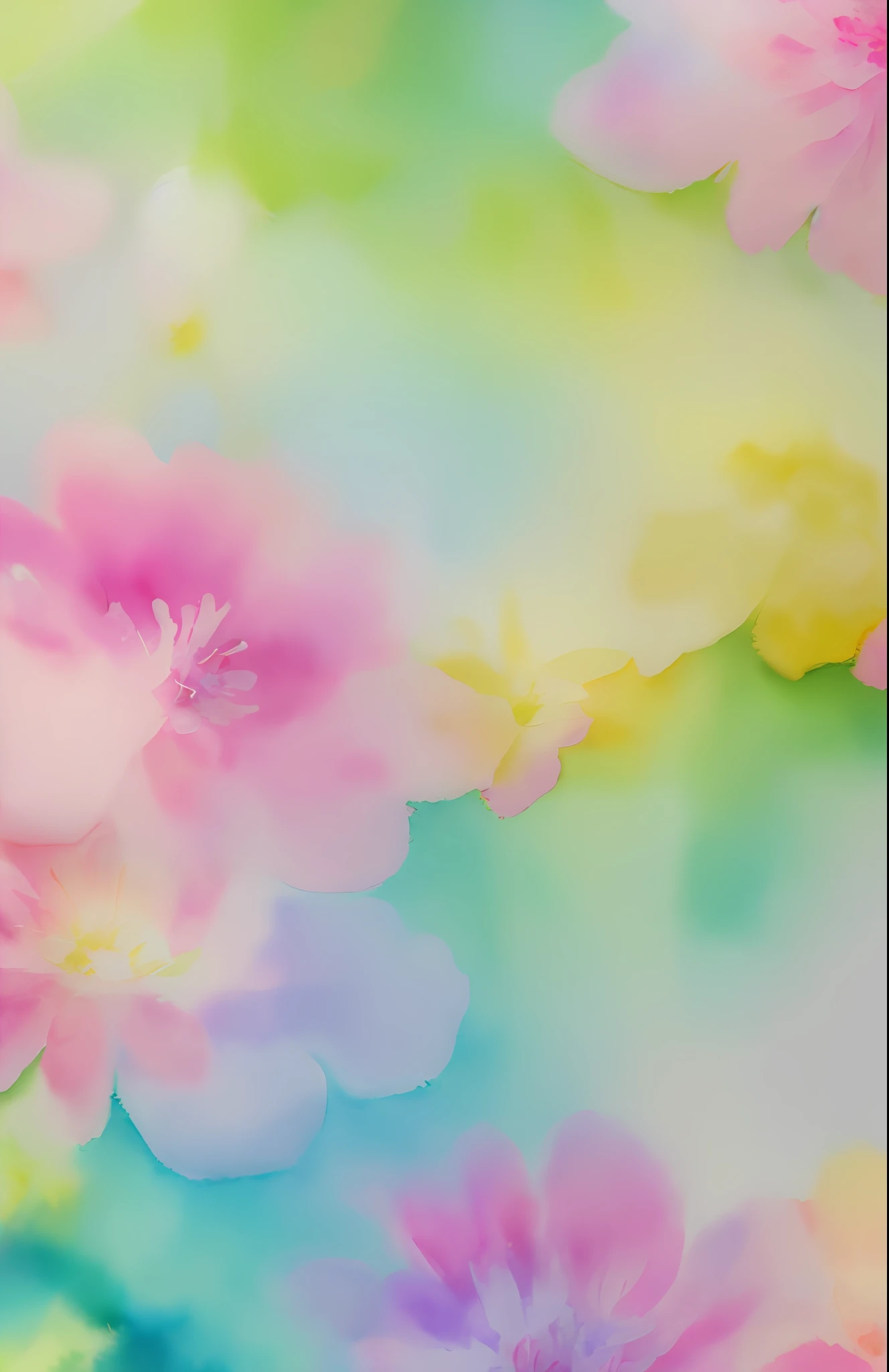 (Detailed abstract 8k wallpaper, masterpiece quality, pastel spring colors, beautiful and delicate), (floating, high resolution, dynamic angle), (watercolor, floral, foam, beautiful and soft, artistic, wide shot)