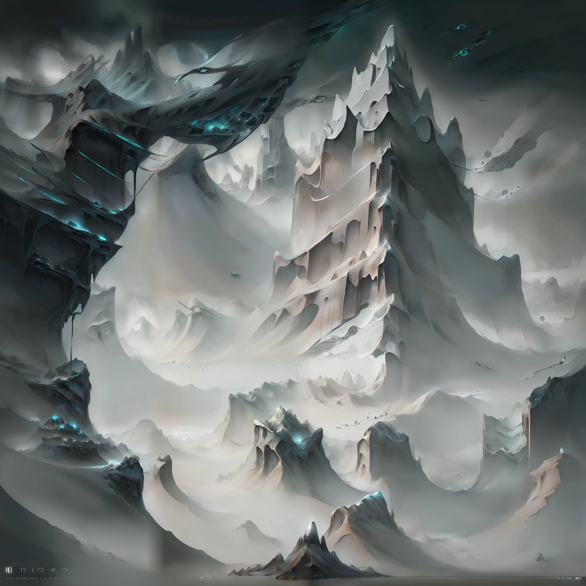 there is a digital painting of a mountain with a waterfall, symmetrical epic fantasy art, organic matte painting, most epic landscape, matte digital painting, illustration matte painting, surreal concept art, matte painting ”, matte painting”, dramatic concept art, epic fantasy digital art style, floating mountains, detailed fantasy digital art, dreamlike digital painting, fractal landscape, alien waterfall
