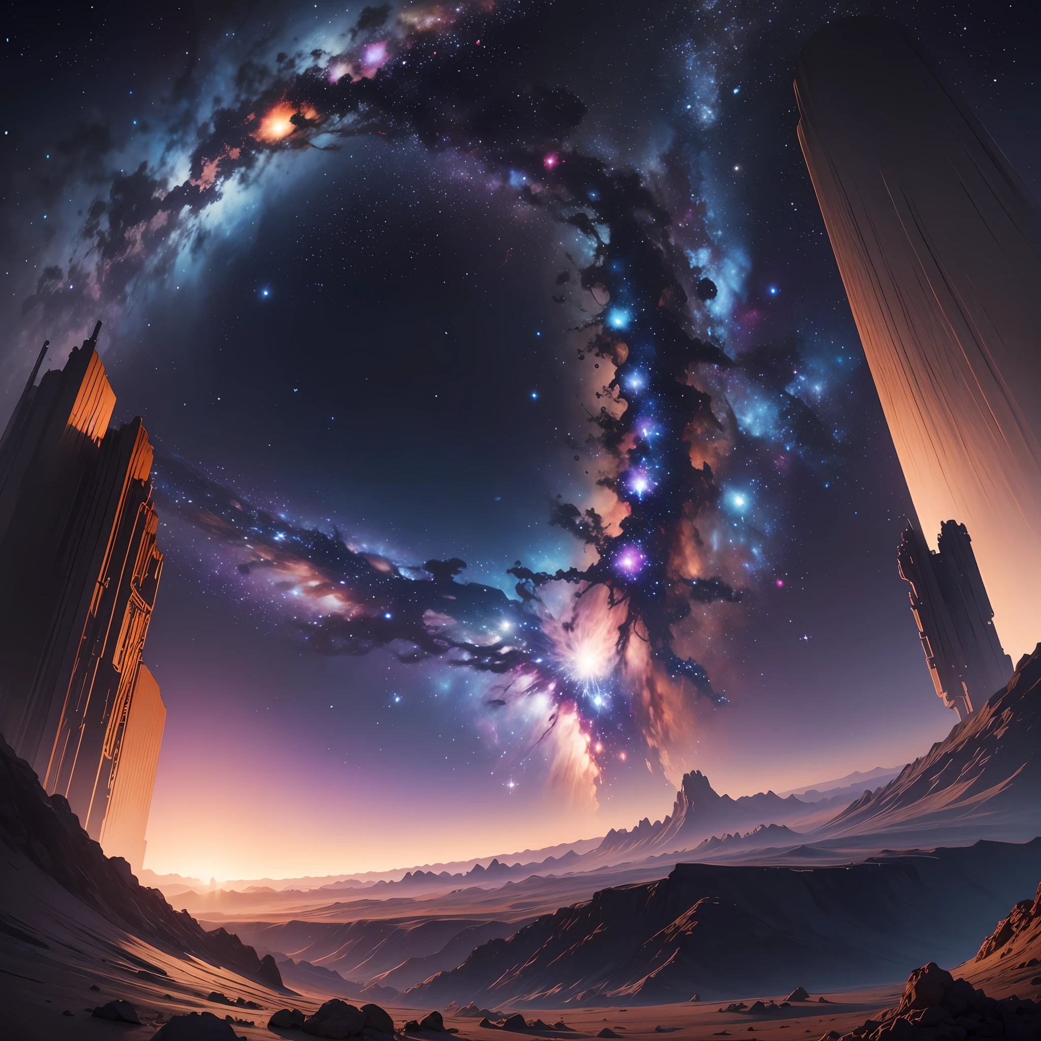 Outer space, galaxies, 4k, planets, nebulae, stars in the background, realistic image.