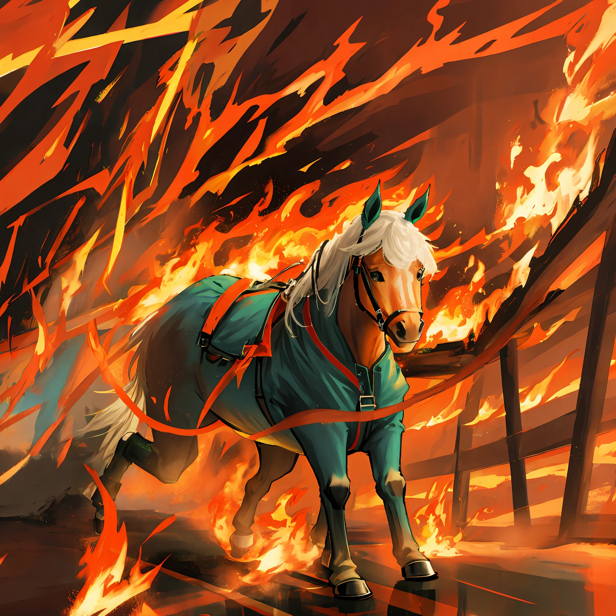 Horse on fire