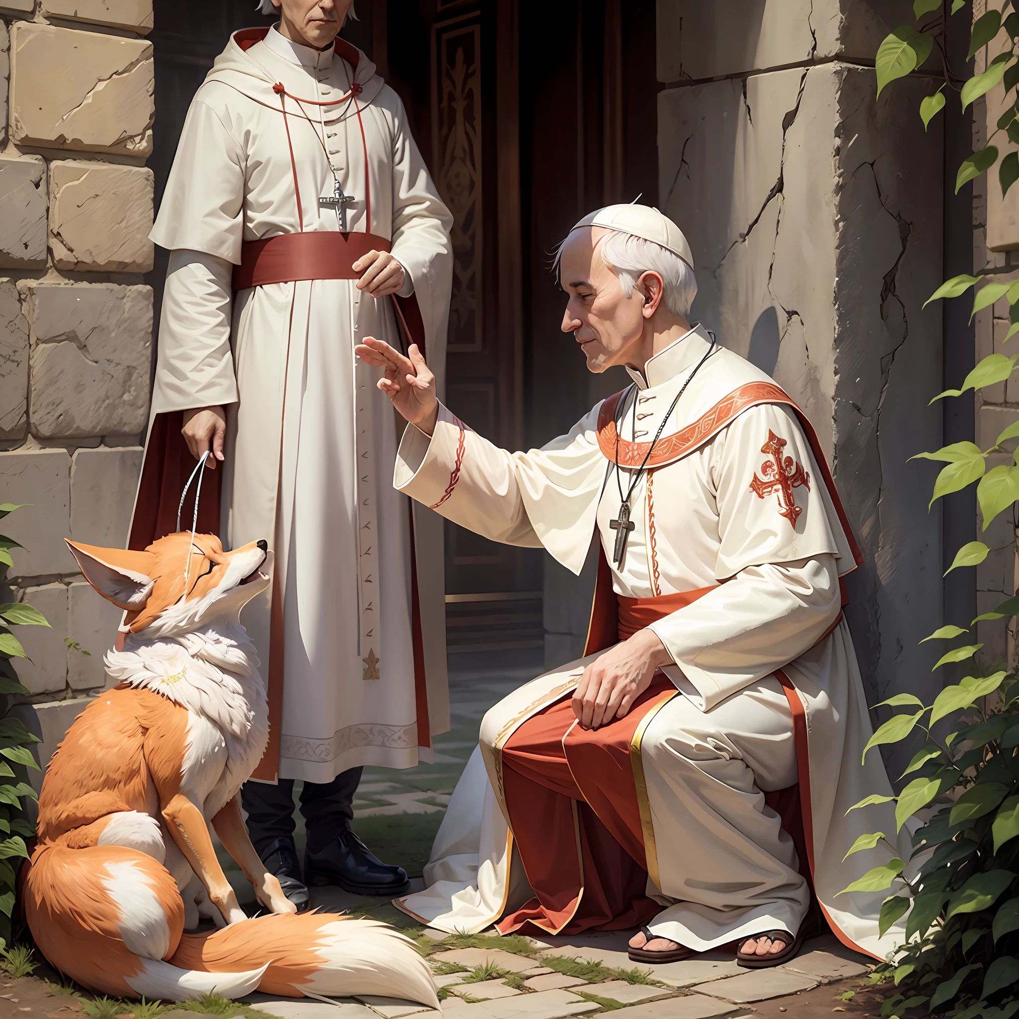 Pope Francis petting the nine-tailed fox --auto --s2