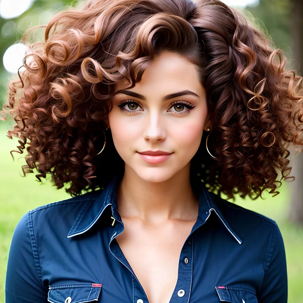 Beautiful woman with curly hair