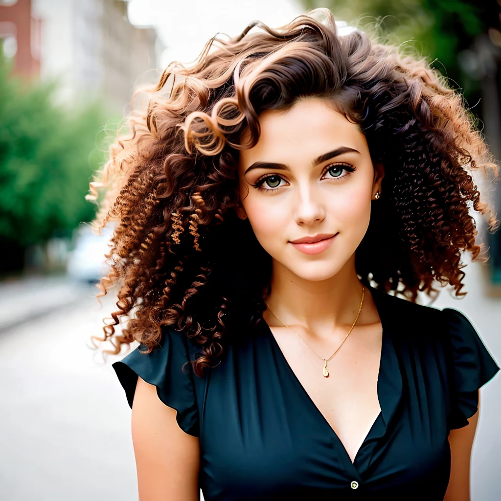Beautiful woman with curly hair