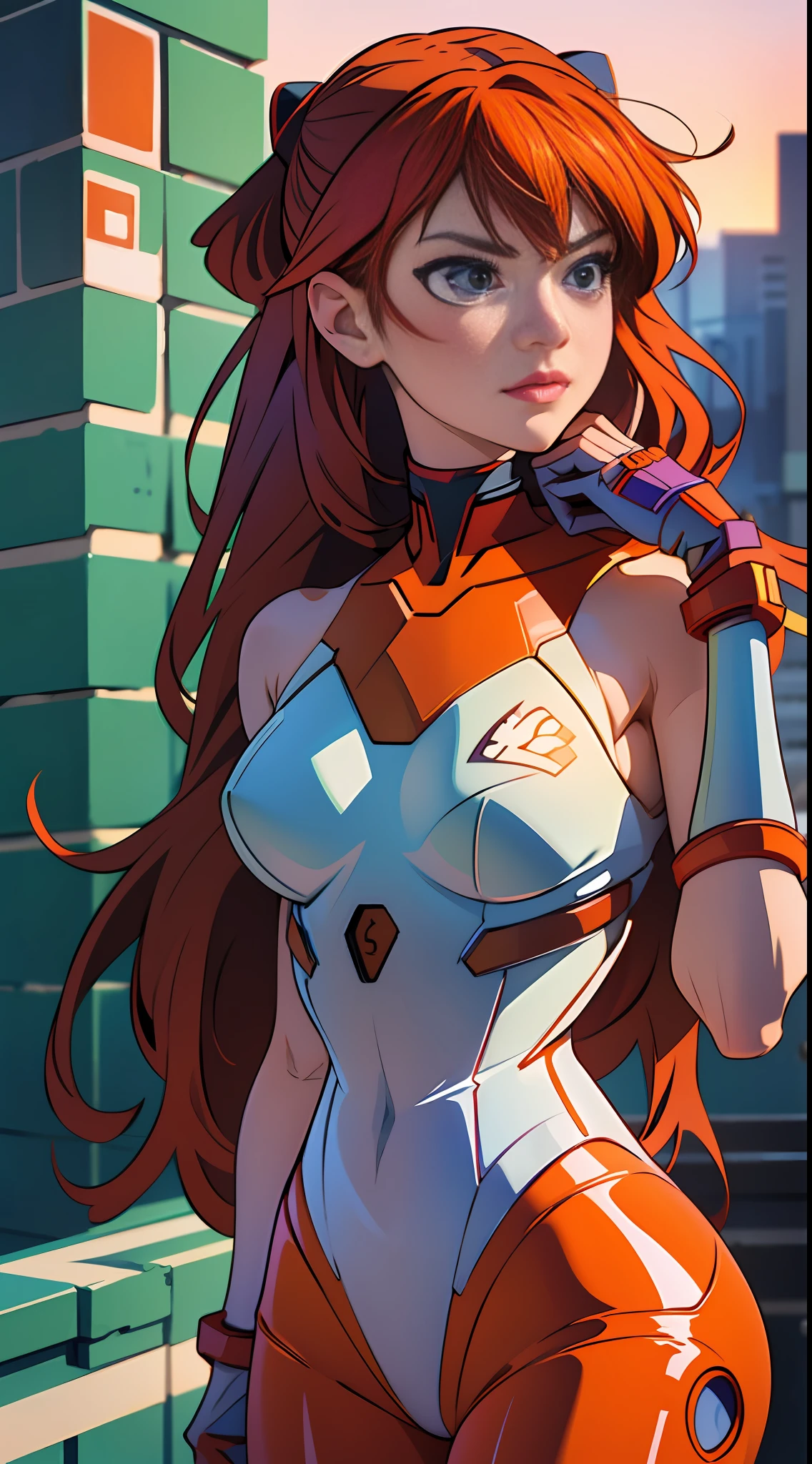 a woman in a red suit with long hair, beautiful asuka from evangelion, asuka langley soryu, asuka langley sohryu, asuka langley souryuu, asuka langley, asuka from evangelion, portrait of asuka langley soryu, asuka suit under clothes!, beautiful android woman, perfect anime cyborg woman, evangelion,Extremely realistic and real image, extreme image quality, extremely realistic and real, image with very high quality and very high definition, image made by Canon camera, photo, photography, realism, reality, photo, photography 16k - --auto --s2