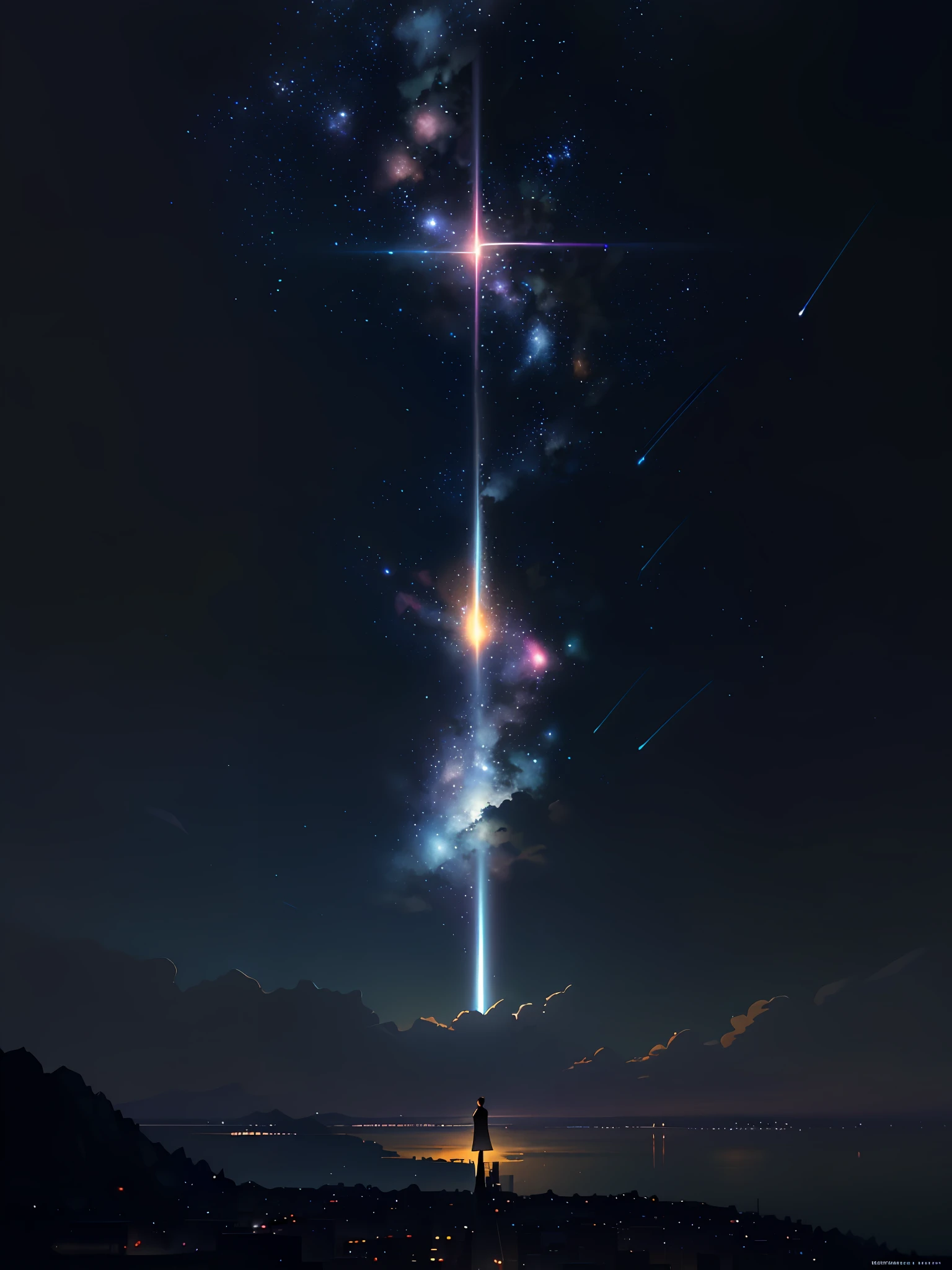 Summer, Makoto Shinkai's concept art, tumblr, magic realism, beautiful anime scenes, beautiful skies. by makoto shinkai, ( ( makoto shinkai ) ), anime background art, anime backgrounds, Makoto Shinkai's style, anime movie backgrounds, galaxy express, no humans. --v6