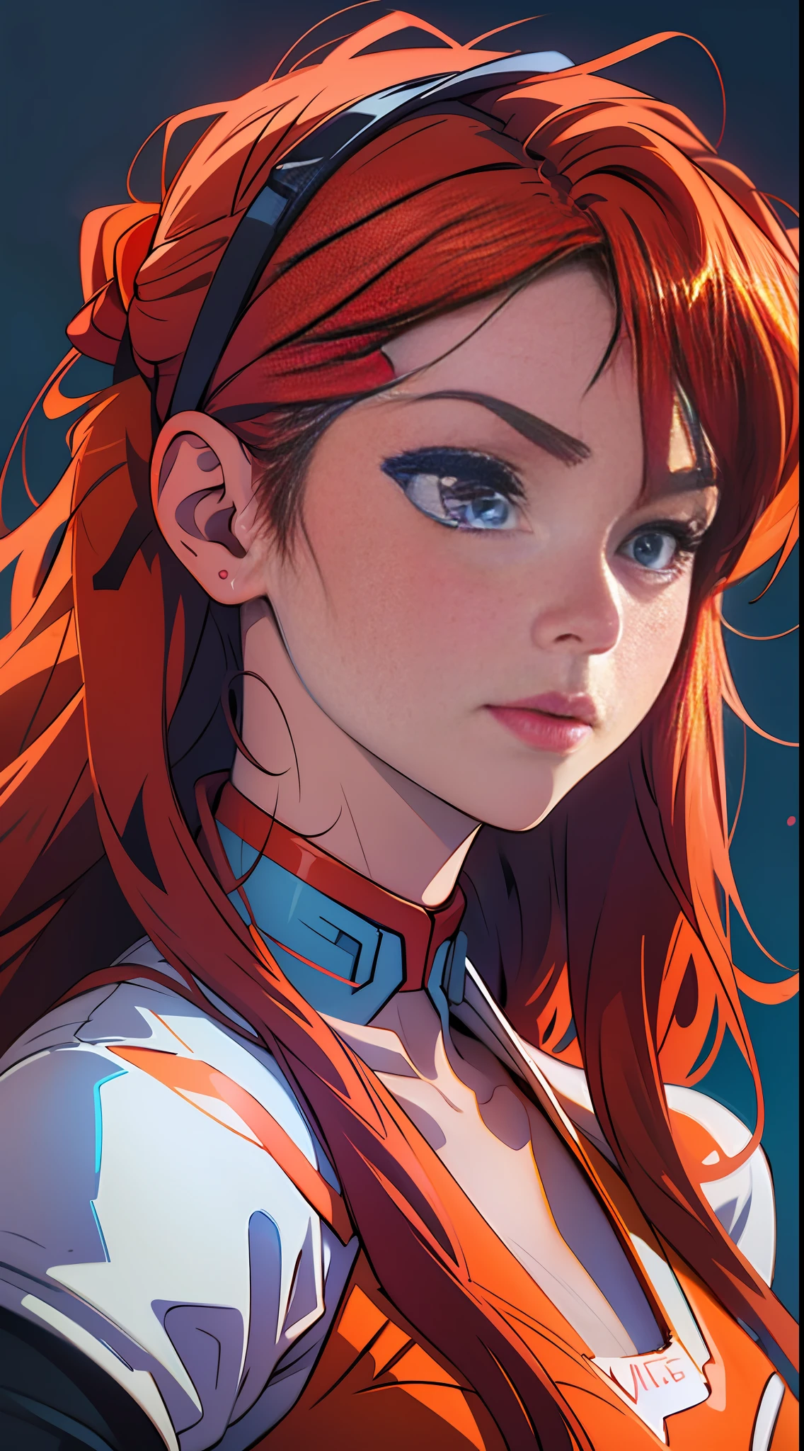 a woman in a red suit with long hair, beautiful asuka from evangelion, asuka langley soryu, asuka langley sohryu, asuka langley souryuu, asuka langley, asuka from evangelion, portrait of asuka langley soryu, asuka suit under clothes!, beautiful android woman, perfect anime cyborg woman, evangelion,Extremely realistic and real image, extreme image quality, extremely realistic and real, image with very high quality and very high definition, image made by Canon camera, photo, photography, realism, reality, photo, photography 16k  - --auto --s2