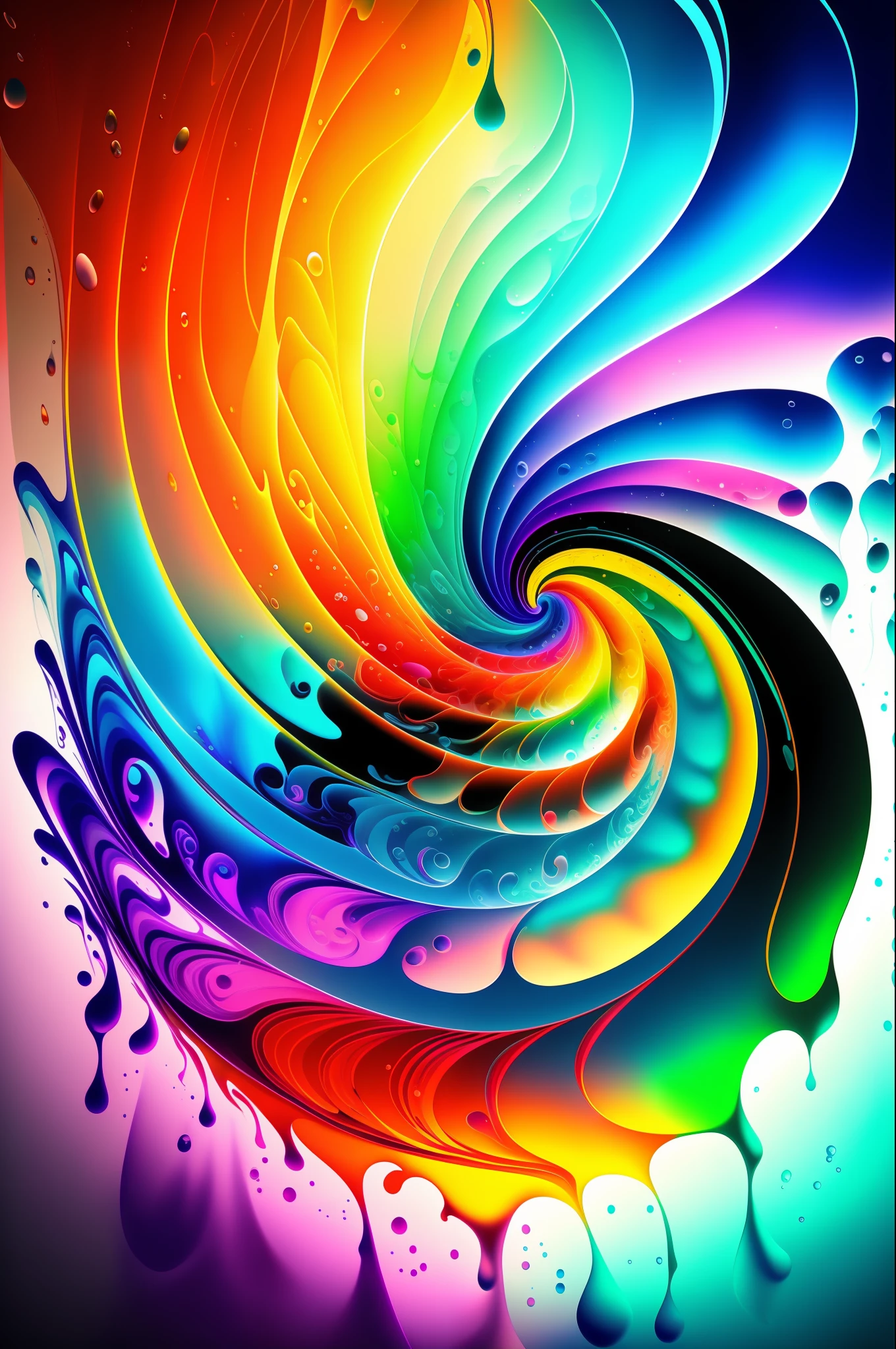 Abstract colorful underwater ink art, swirl, romantic light, subsurface scattering, luminescence,