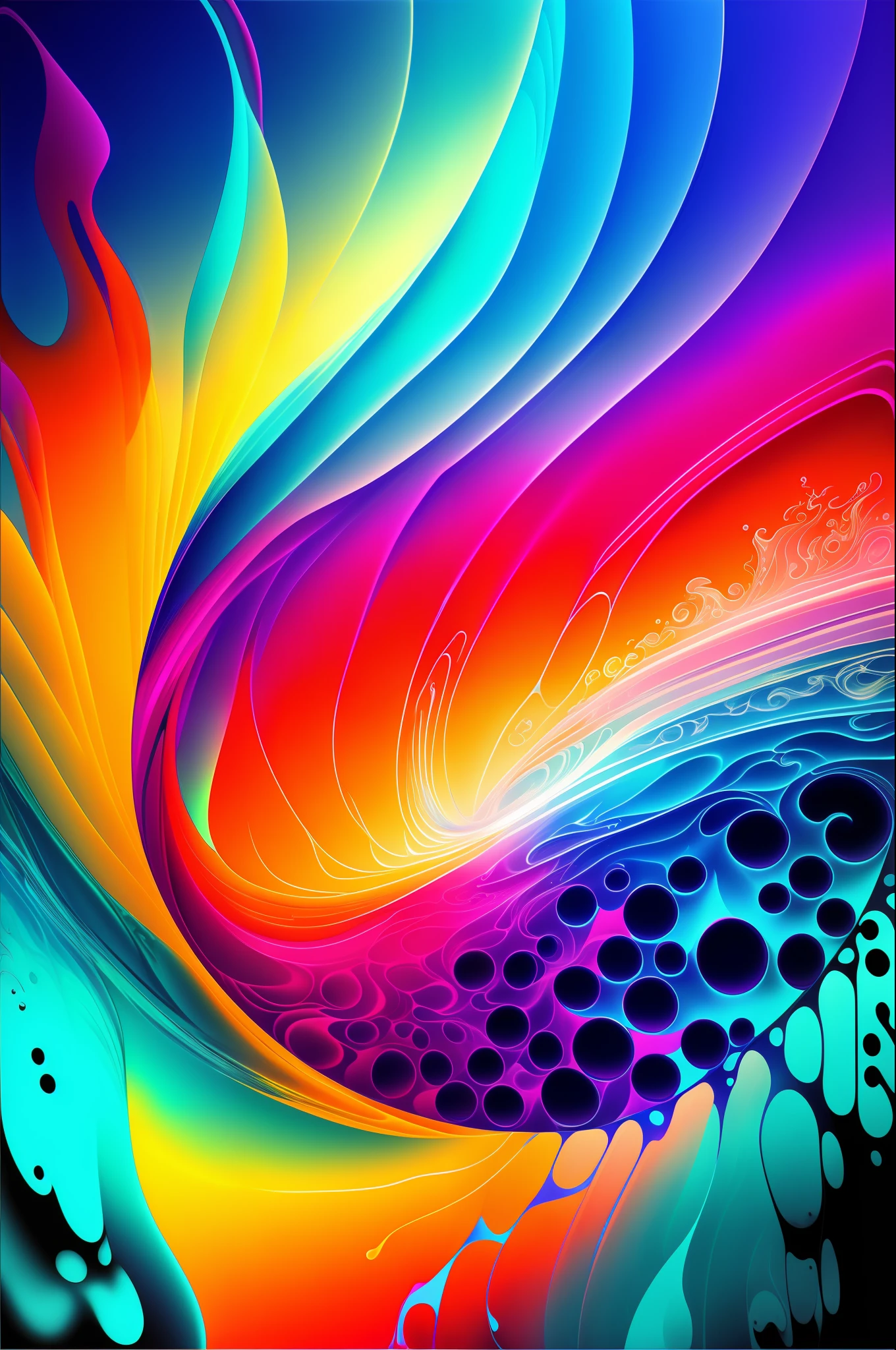 Abstract colorful underwater ink art, swirl, romantic light, subsurface scattering, luminescence,