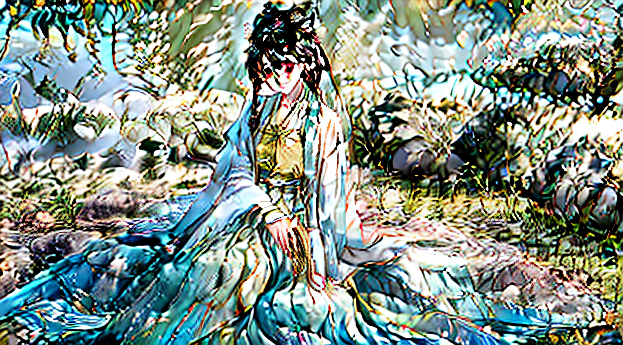 Masterpiece, Japanese manga style, 8K super high pixel, swimsuit girl at the beach, walking, white long hair, delicate eyes, sweet smile, cute petite body, cute petite body, cute petite body, soft light and shadow, full body panorama, young Japanese manga girl, Japanese anime style, Pixiv trend, soft light, high quality, 8k, super high quality, panorama, full body.