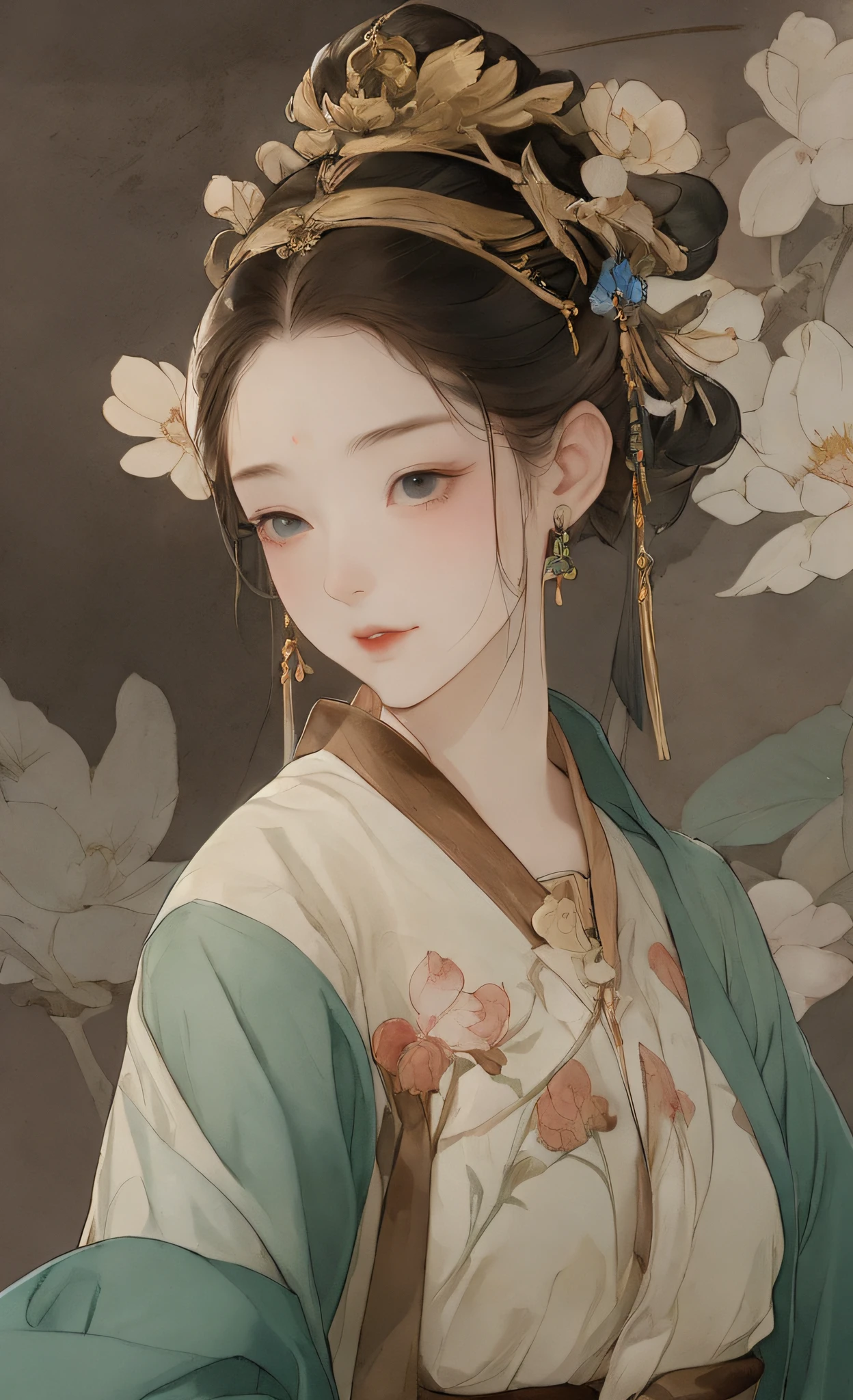 A girl, ancient Chinese costume, whole body, sunshine, clear face, clean white background, masterpiece, super detail, epic composition, ultra HD, high quality, extremely detailed, official art, uniform 8k wallpaper, super detail, 32k