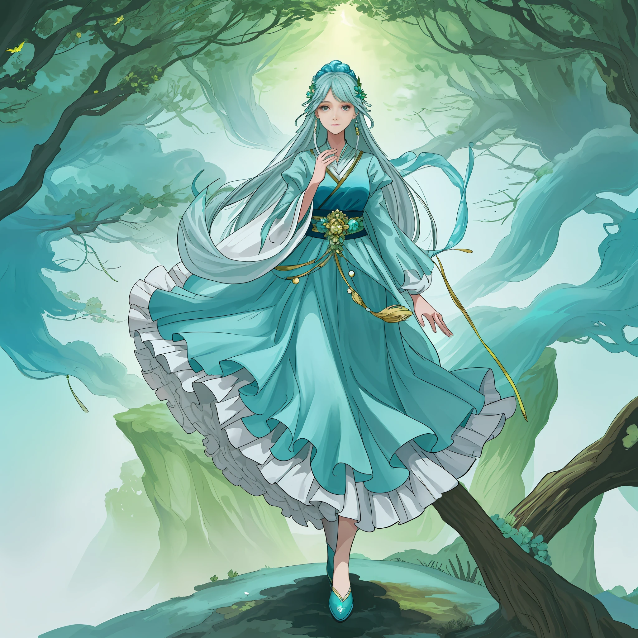 Mother Earth is a majestic and gentle being who displays boundless wisdom and compassion. Her figure is tall and elegant, like a majestic mountain, exuding a quiet and stable power. Her skin is like smooth earth, flowing with green grasslands and blue rivers. The body is covered with a colorful and gorgeous flower, which exudes a fresh and fragrant fragrance. The top of her head is covered by a vibrant forest, wooded and singing birds. In this forest, trees are chained in a loop, symbolizing the cycle and connection of life. Her eyes were bright and gentle, radiating wisdom and love. She holds a shimmering blue crystal ball in her hand, representing clear rivers and lakes, symbolizing her protection and protection of water sources. The voice of Mother Earth is like the chirping of birds in the morning, beautiful and pleasant. She calls the names of all things in loving language, giving warmth and guidance to life. A flock of colorful butterflies and splendid flocks of birds flew around her, as if part of her body extended, symbolizing her close connection and harmonious symbiosis with all living beings in nature. The existence of Mother Earth is a solemn tribute to life, she is the guardian of the environment and the source of life, making people feel her strength and beauty, inspiring people's sense of responsibility to protect the earth and love nature. Her image is deeply awed and leads humanity towards a future of sustainable development and harmonious coexistence.