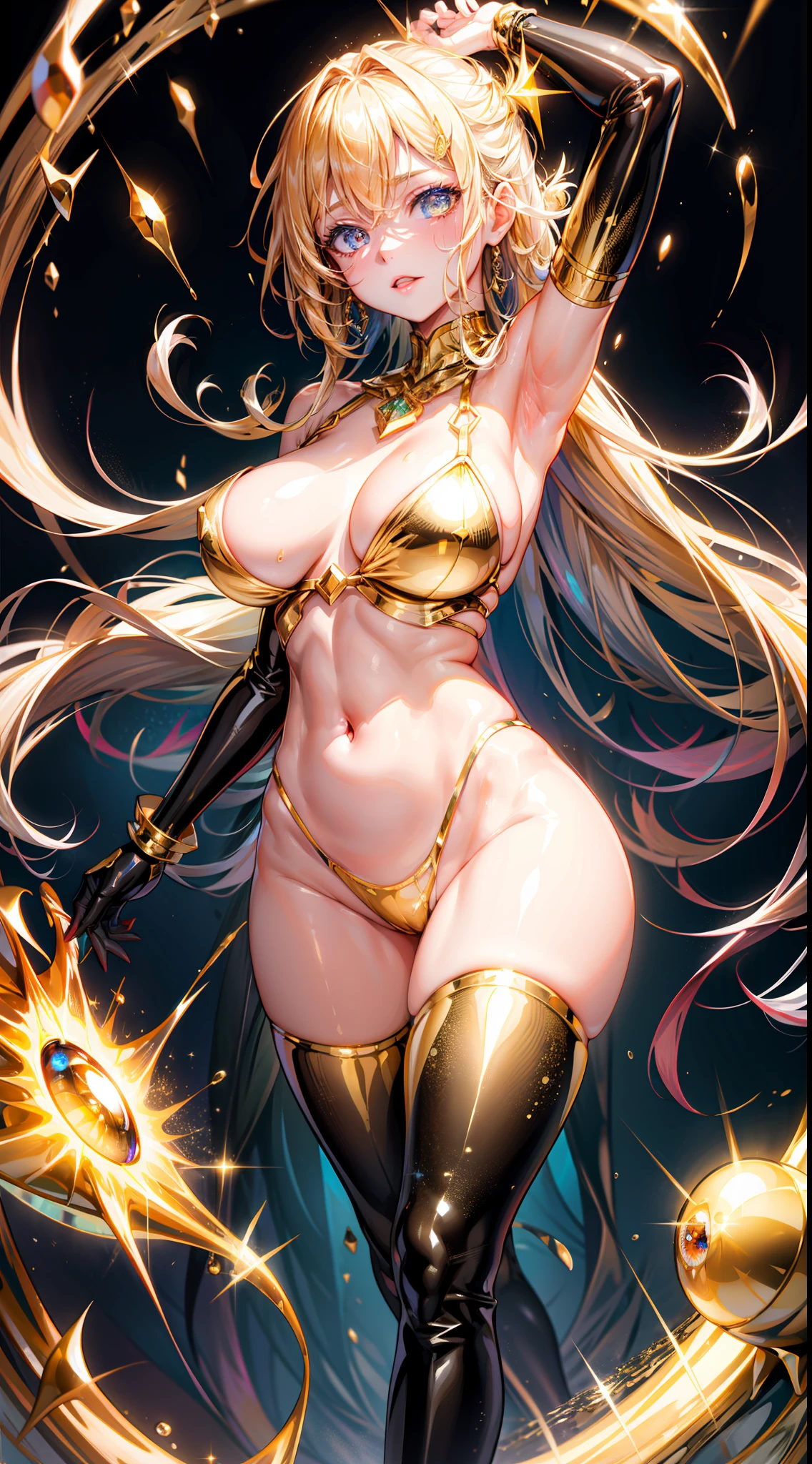 liquid gold girl, prismatic gold, shiny body,large breasts, glod eye,light eye,