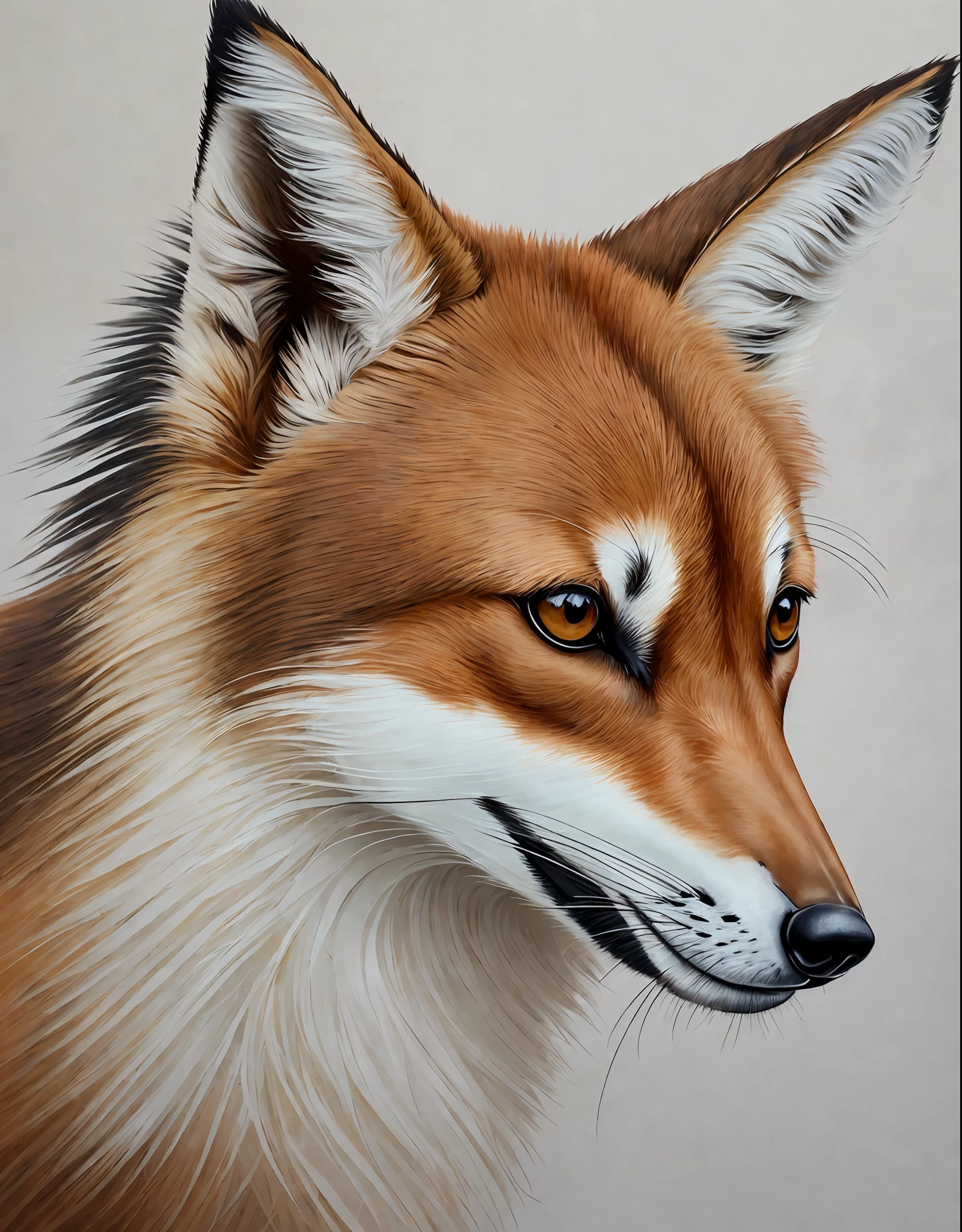 (an extremely delicate and realistic), brush painting, typography, cute animal, maned wolf, brown skin, white belly, tiny eyes, realistic texture and details, soft brushstrokes, high resolution.