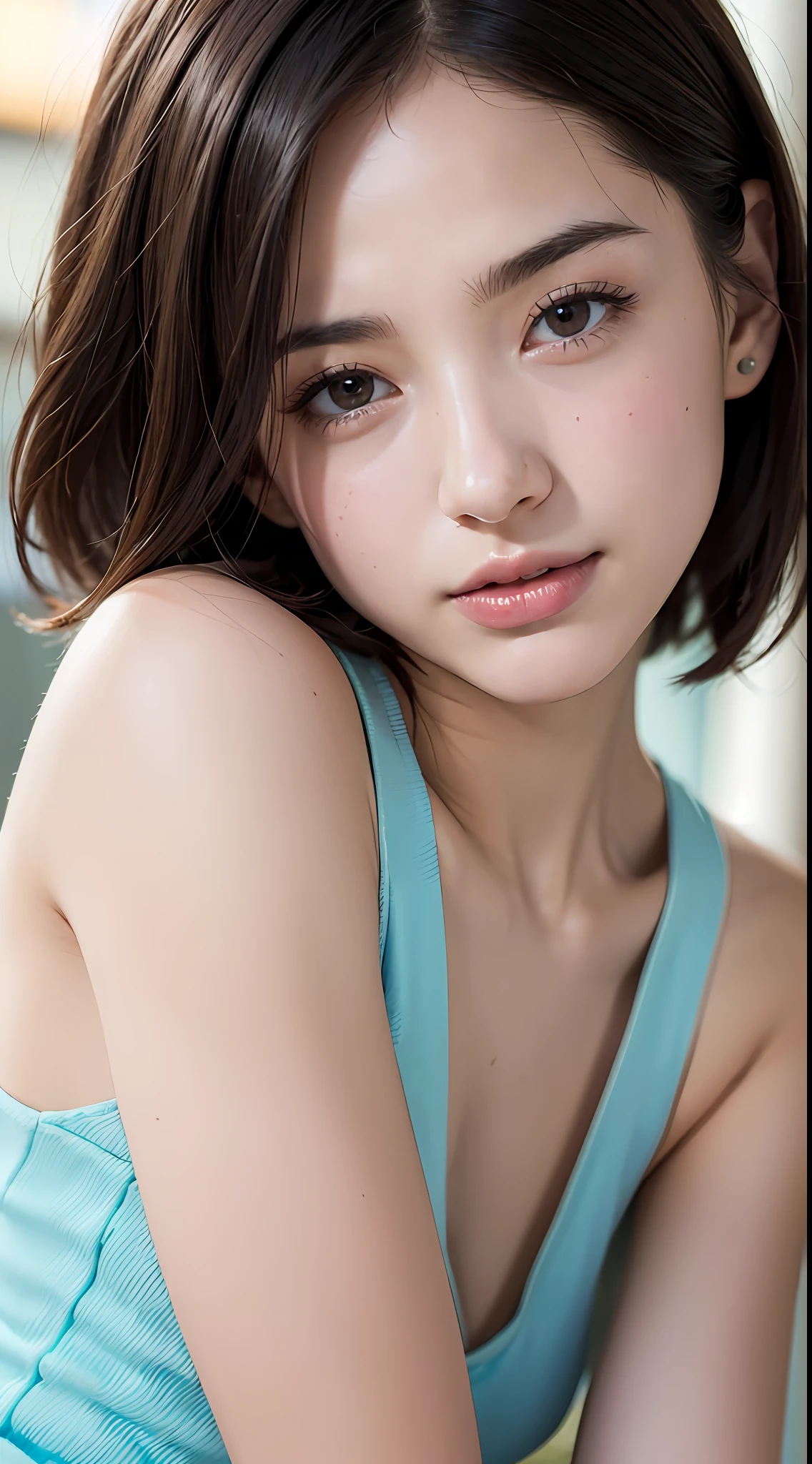 (València:1.5), close up, masterpiece, best quality, raw photo, photorealistic, face, incredibly absurdres, beautiful girl, cute, short bob hair, smile,depth of field, highres, ultra-detailed, finely detail, extremely detailed, extremely detailed eyes and face, sharp pupils, realistic pupils, sharp focus, ccinematic lighting