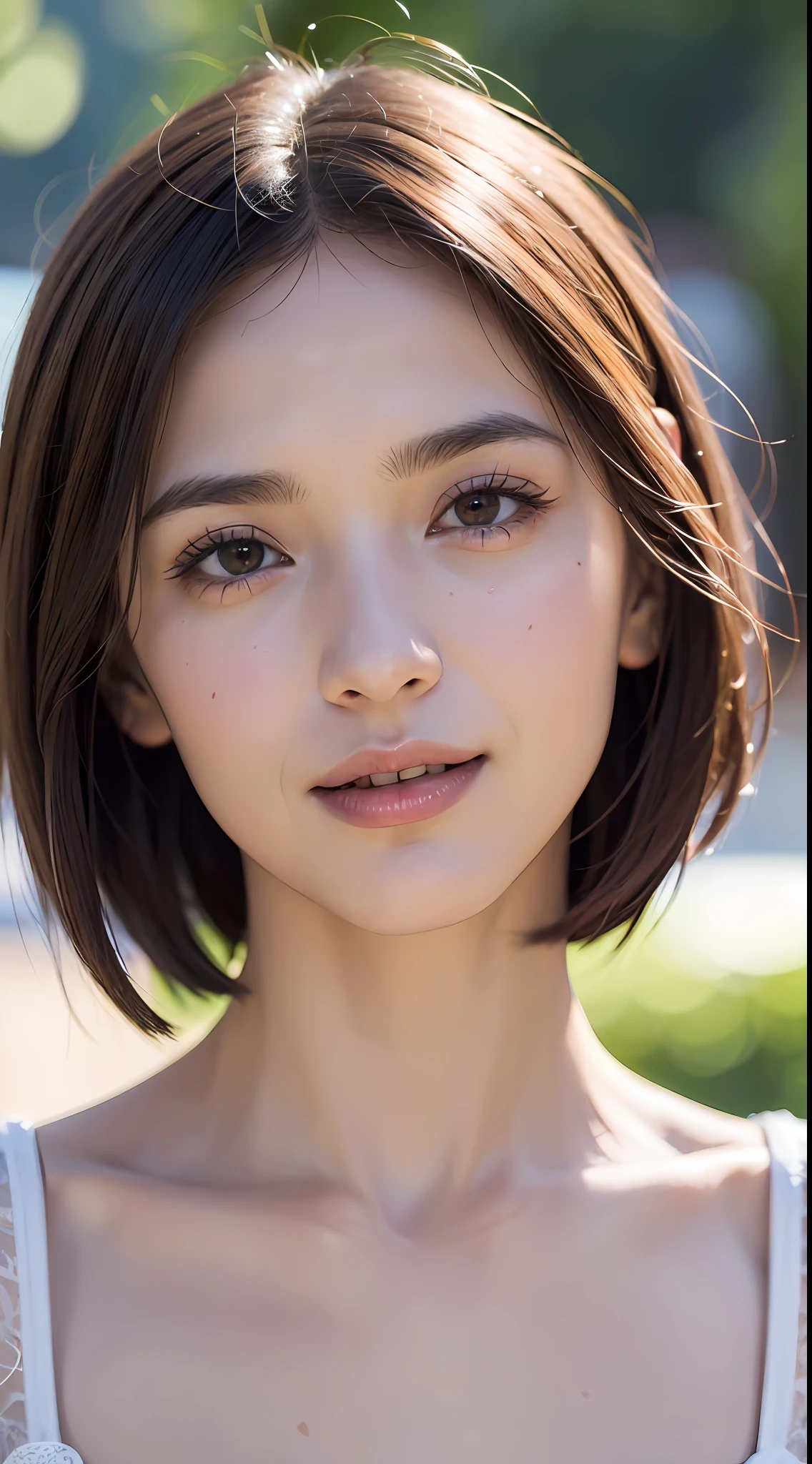 (València:1.5), close up, masterpiece, best quality, raw photo, photorealistic, face, incredibly absurdres, beautiful girl, cute, short bob hair, smile,depth of field, highres, ultra-detailed, finely detail, extremely detailed, extremely detailed eyes and face, sharp pupils, realistic pupils, sharp focus, ccinematic lighting