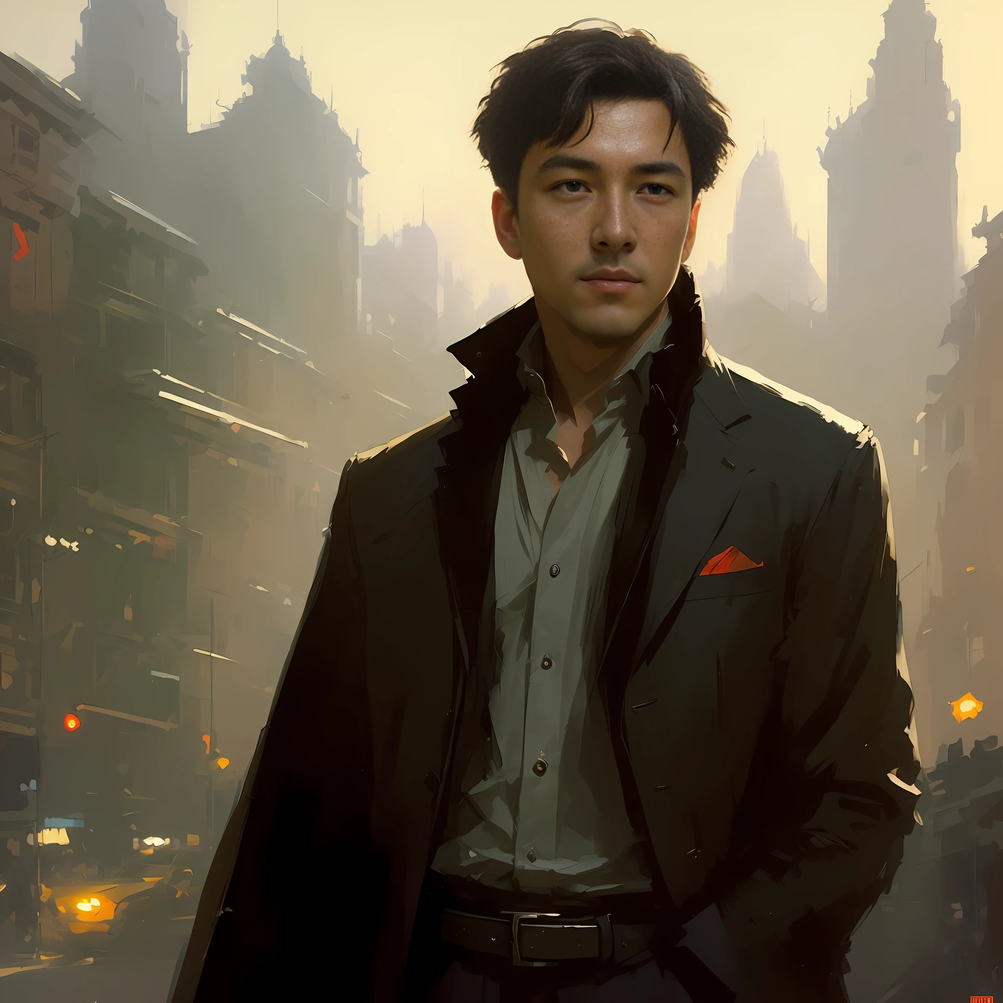 Yibo Wang, VHS Effect, (Poster: 1.2), Poster on the Wall, Nostalgia, Movie Poster, (Skin Texture), Intricate Detail, Fine Detail, Ultra Detail, Ray Tracing, Subsurface Scattering, Diffuse Soft Light, Shallow Depth of Field, (Oliver Wetter) Ed Blinkey, Atey Ghailan, Studio Ghibli Professional majestic oil painting, Jeremy Mann, Greg Manchess, Antonio Moro by (greg rutkowski:1.4), bokeh
