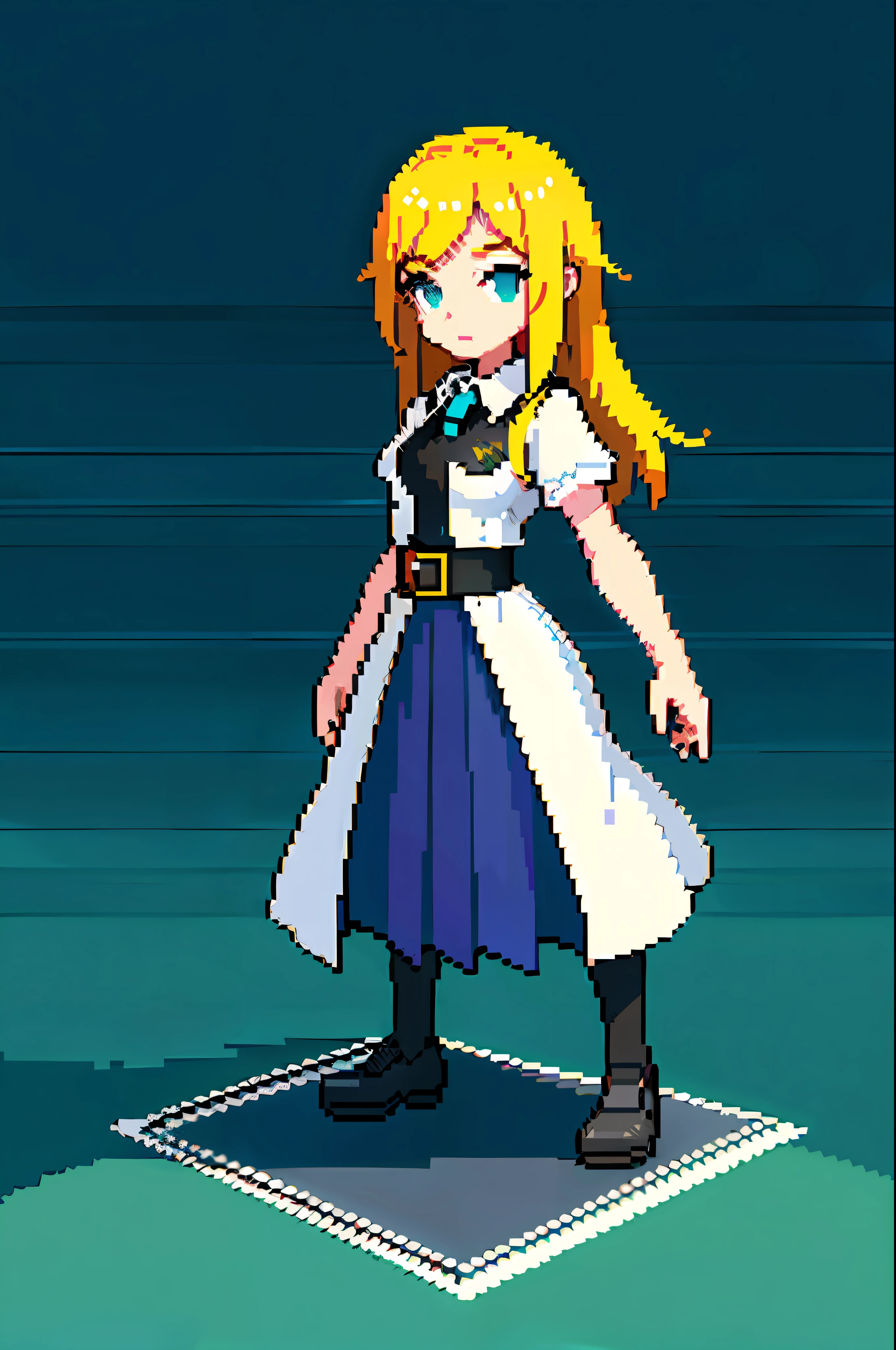 (Masterpiece, Top Quality, Best Quality), Pixel, Pixel Art, 1Girl, Cross the Road, Student, Full Body,