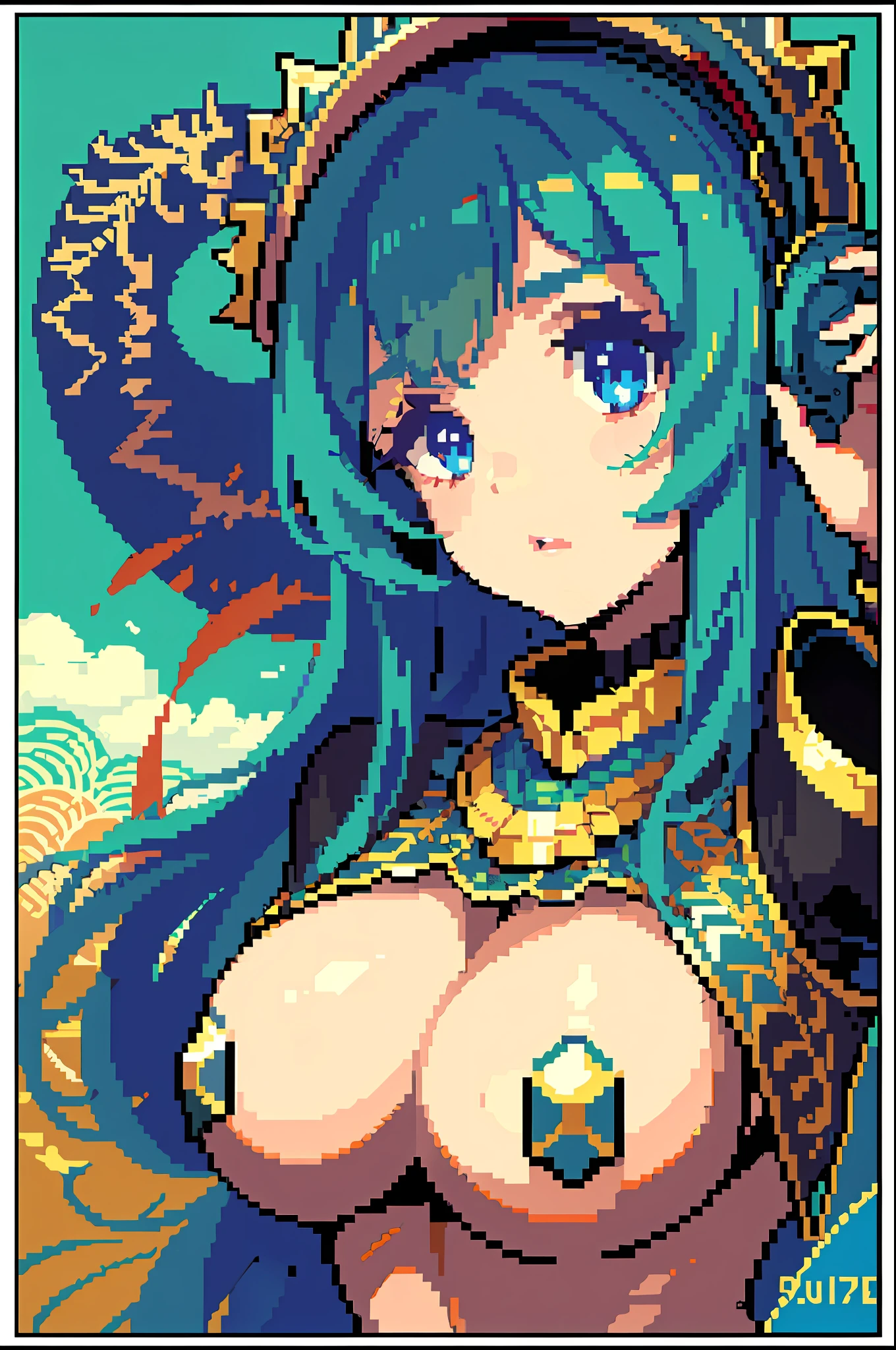 (masterpiece, top quality, best quality), pixel,pixel art,1girl, large breasts,