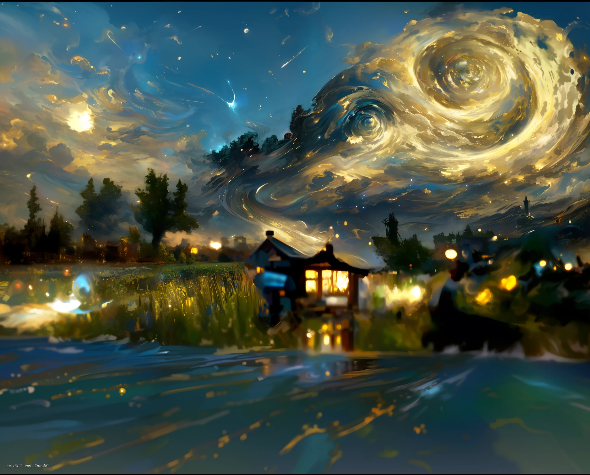 Starry Night Scene, 4K Highly Detailed Digital Art, Highly Detailed Surreal Visual Effects, Epic Surrealist 8K Oil Painting, Whirlpool Scene, Beautiful Art UHD 4K, 4K Detailed Digital Art, Detailed Painting 4K, Detailed Dreams, Fantastic Digital Painting, Science Fiction Painting, Extremely Detailed Digital Art