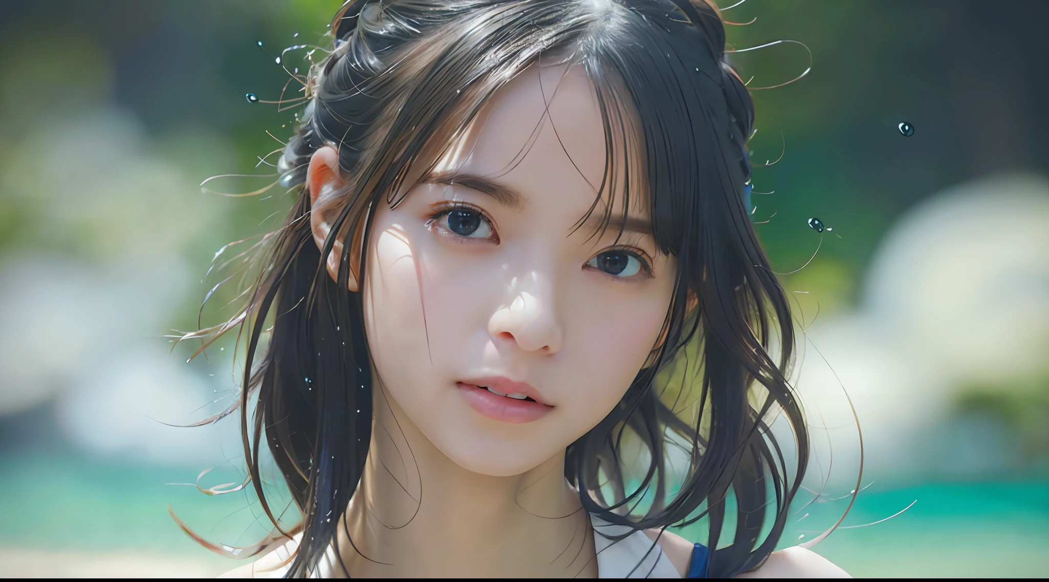 Random Posture, mix4, (8k, RAW photo, best quality, masterpiece: 1.2), (realistic, photorealistic: 1.37), one girl, cute, beach, very small micro bikini, night, rain, wet, professional lighting, photon mapping, rendering, physical based rendering,,gradient black hair,, gray hair, short curly, handsome, girl, top quality photo, High Resolution, 1080p, (Clear Face), (Detailed Facial Description), (Detailed Hand Description), (Masterpiece), (Elaborate CG), Extreme Light and Shadow, Tousled Hair, Master Work, Rich Details, (Fine Facial Features), (Top Quality Photos), (Masterpiece), (Detailed Eyes), Look Before You Eyes, Fine Clavicle