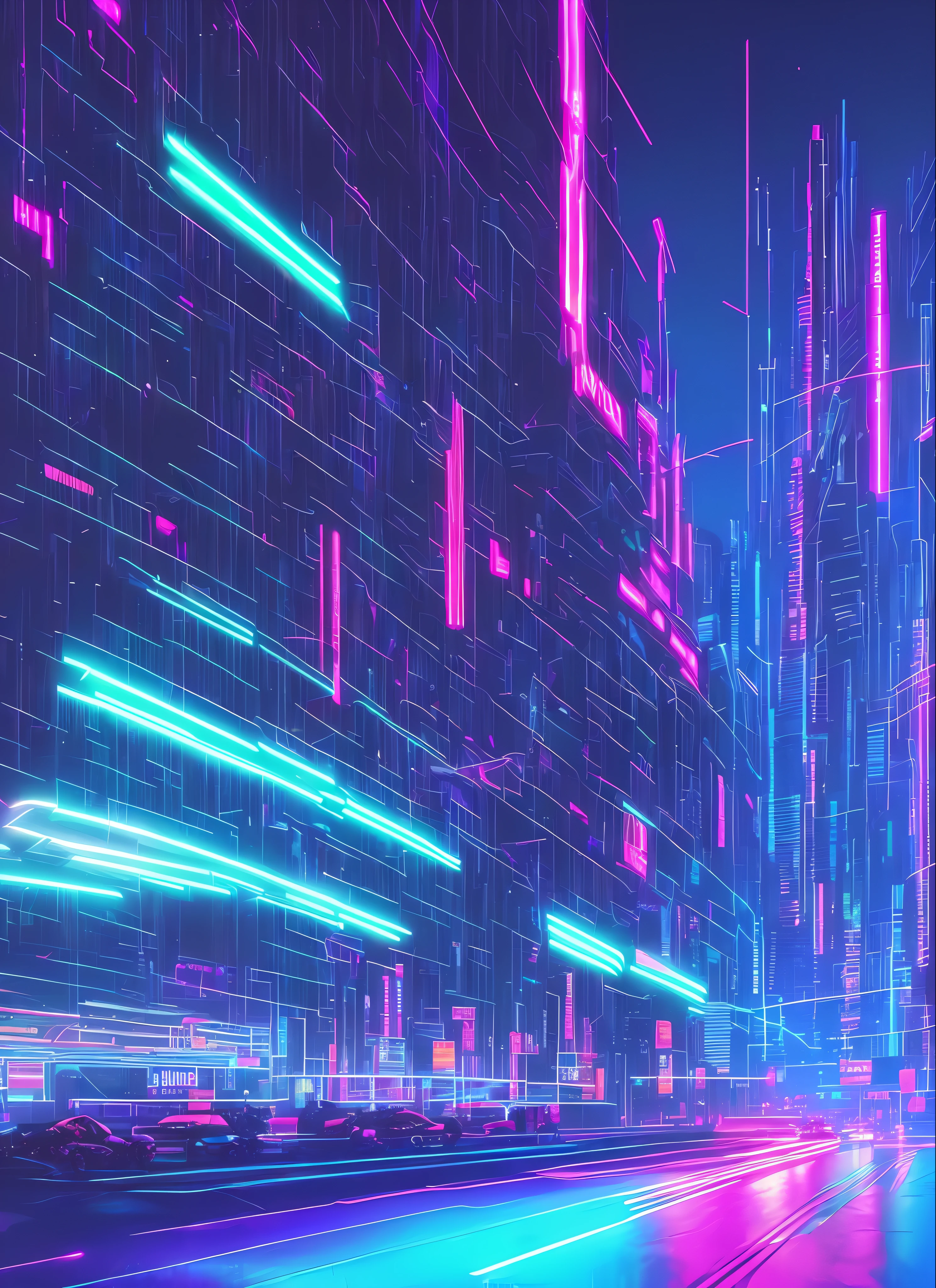(masterpiece, top quality, best quality, official art, beautiful and aesthetic:1.2),(blue purple neon lighting), (vibrant glow), dynamic colors, striking contrast, futuristic vibe, electric energy,reflective surfaces,(cityscape:1.3),8k,official wallpaper, (cyberpunk:1.2) ,futrue