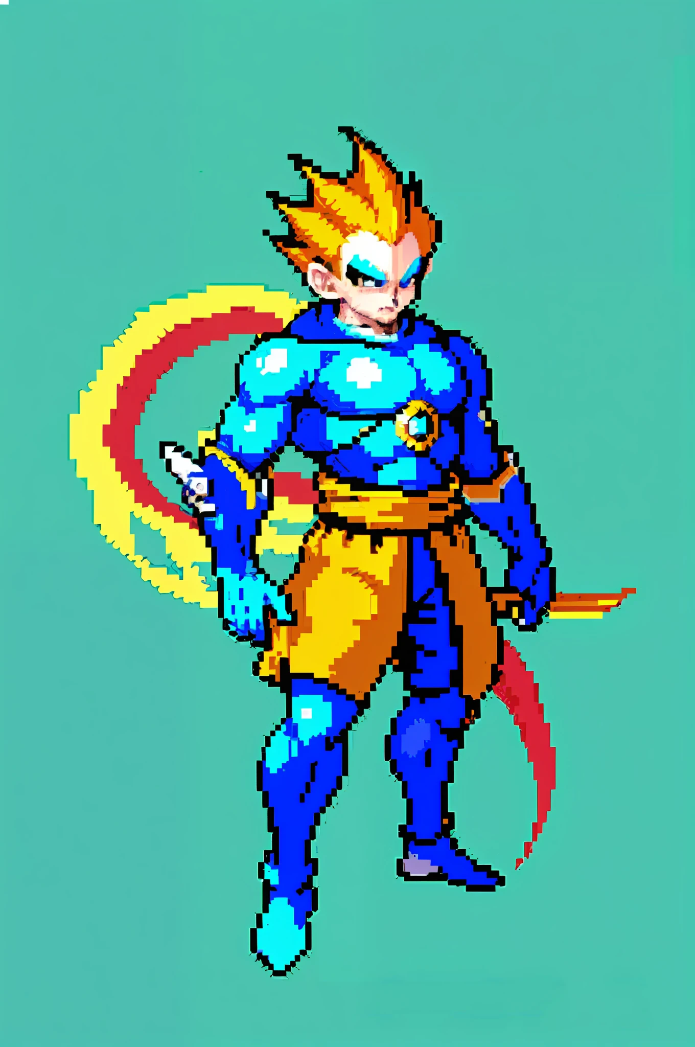 (Masterpiece, Top Quality, Best Quality), Pixel, Pixel Art, 1boy, Monkey King in Dragon Ball, Full Body,