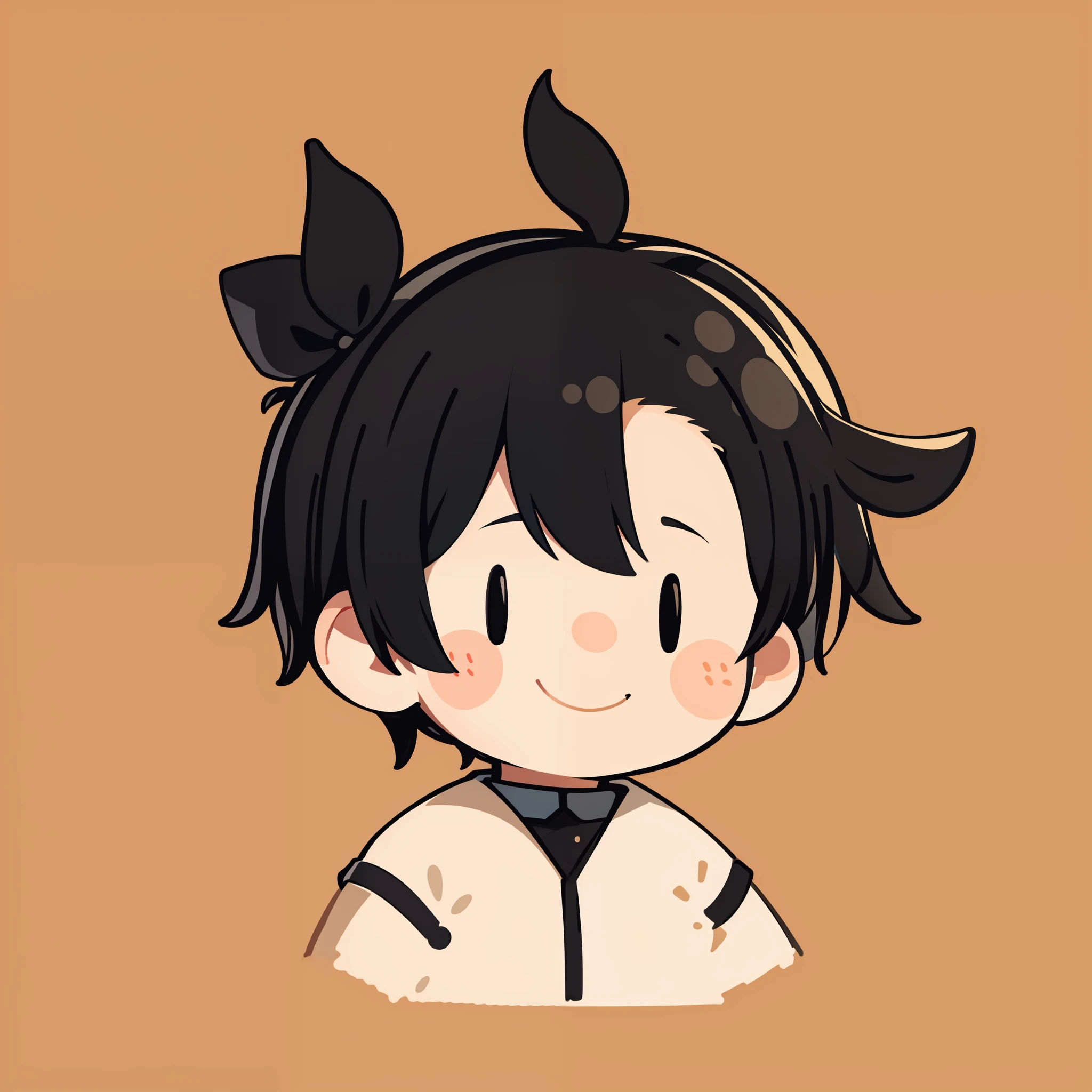 flat avatar, 1boy, solo, smile, head shot, simple background, black  hair,