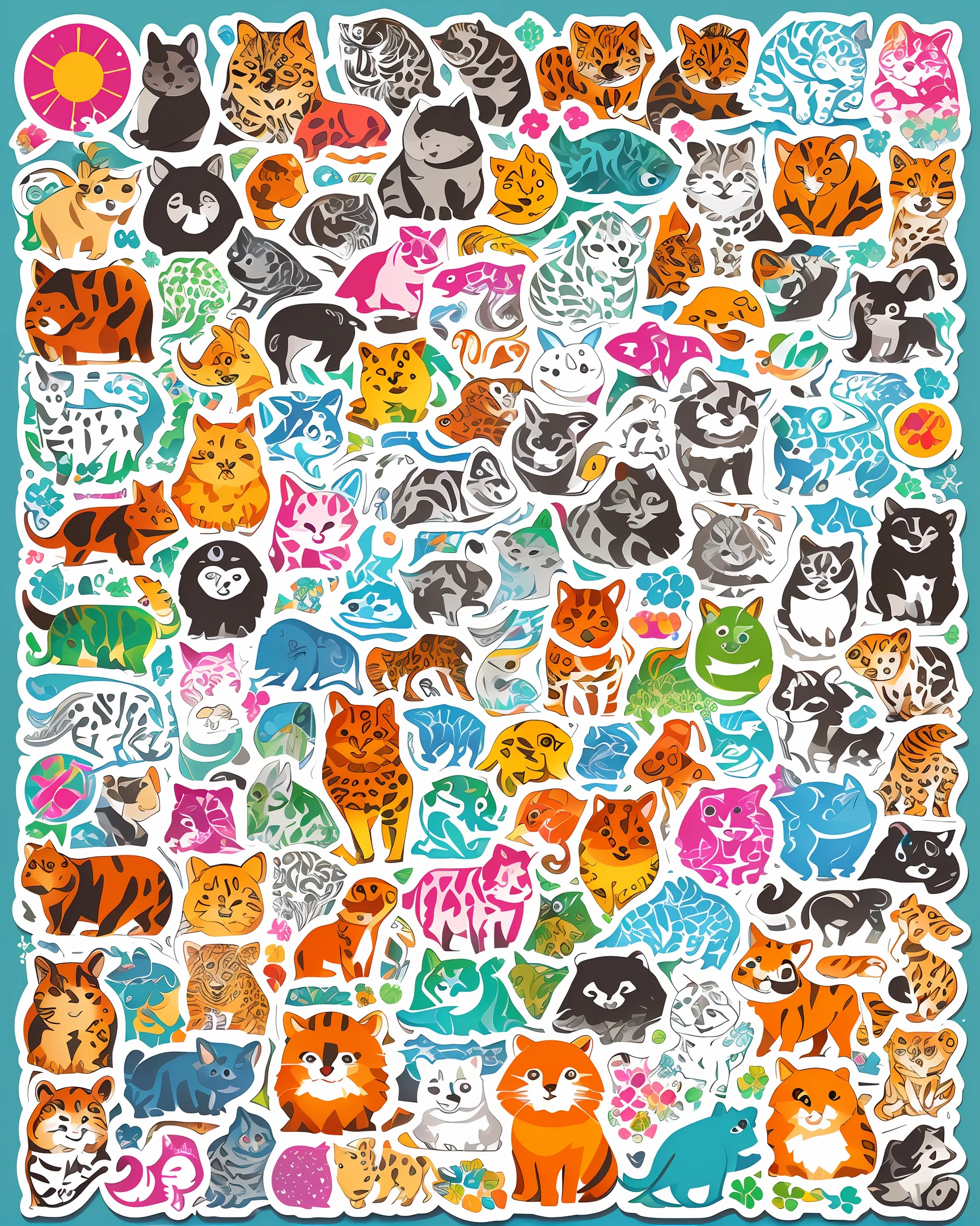 Animals, stickers, vector graphics