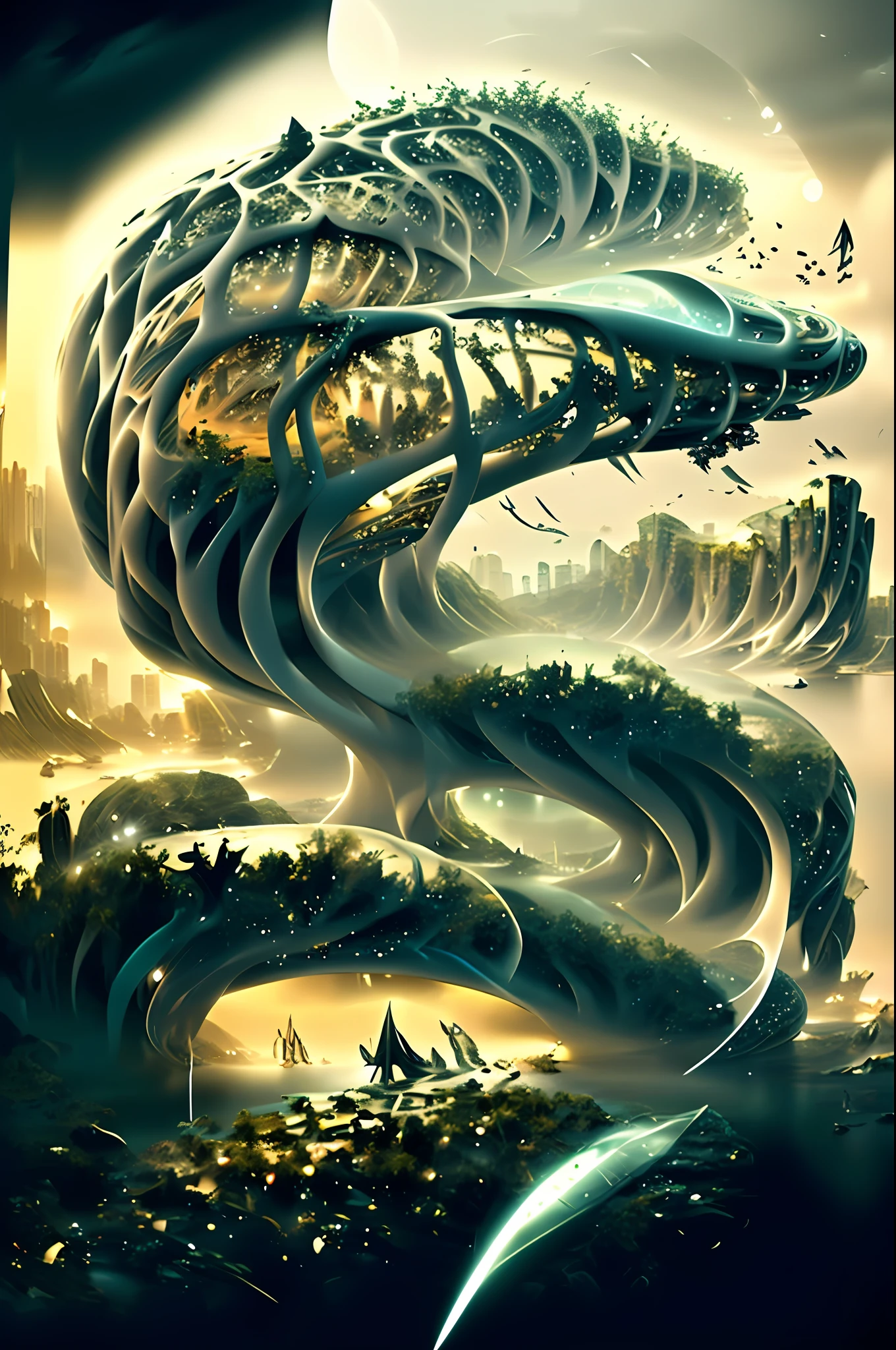 an old but powerful spellbook, cinematic, mdjrny-v4 style, magic spell book sitting on a table, midjourney style, green, cyan, blue, silver, Epic cinematic brilliant stunning intricate meticulously detailed dramatic atmospheric maximalist digital matte painting