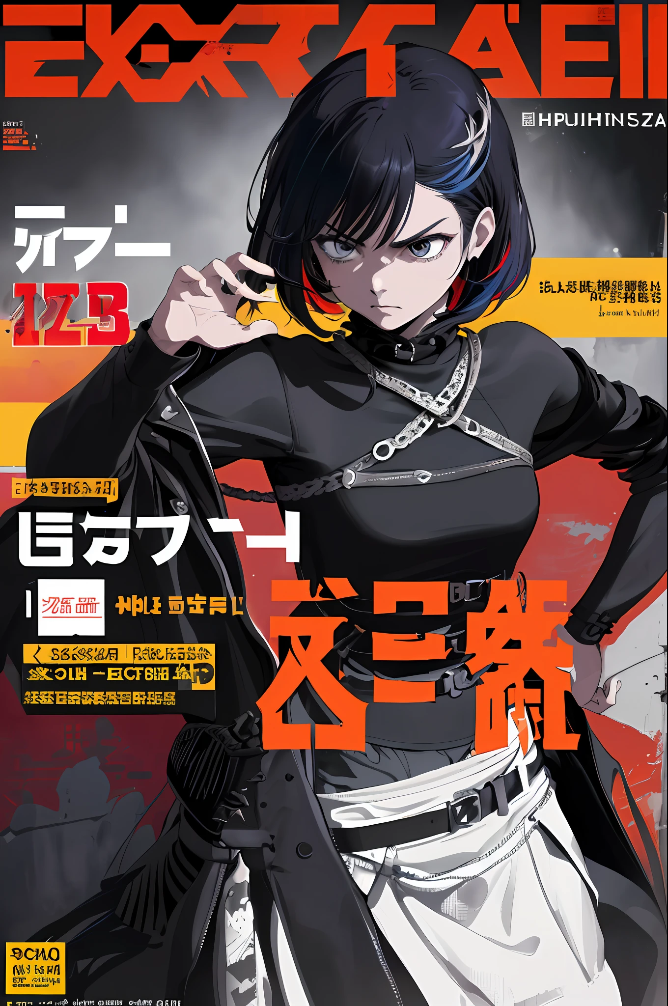 ((((dramatic))), (((gritty))), (((intense))) film poster featuring a young woman as the central character. She stands confidently in the center of the poster, wearing a stylish and edgy outfit, with a determined expression on her face. The background is dark and gritty, with a sense of danger and intensity. The text is bold and attention-grabbing, with a catchy tagline that adds to the overall feeling of drama and excitement. The color palette is mainly dark with splashes of vibrant colors, giving the poster a dynamic and visually striking appearance,tachi-e
(magazine:1.3), (cover-style:1.3), fashionable, woman, vibrant, outfit, posing, front, colorful, dynamic, background, elements, confident, expression, holding, statement, accessory, majestic, coiled, around, touch, scene, text, cover, bold, attention-grabbing, title, stylish, font, catchy, headline, larger, striking, modern, trendy, focus, fashion,