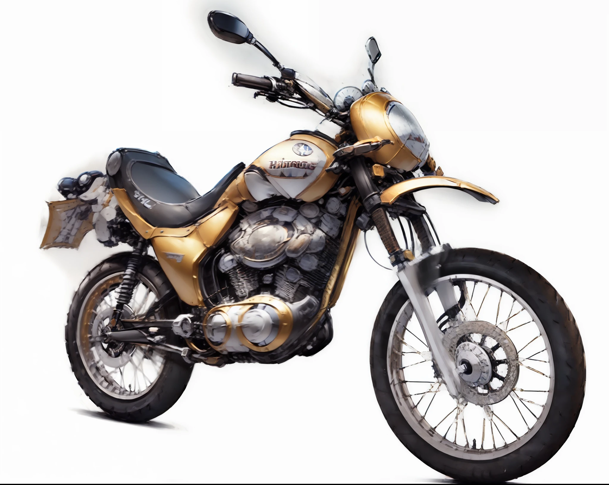 (((((realistic sports motorcycle), best quality, ultra-detailed)), golden wheel:1.2))