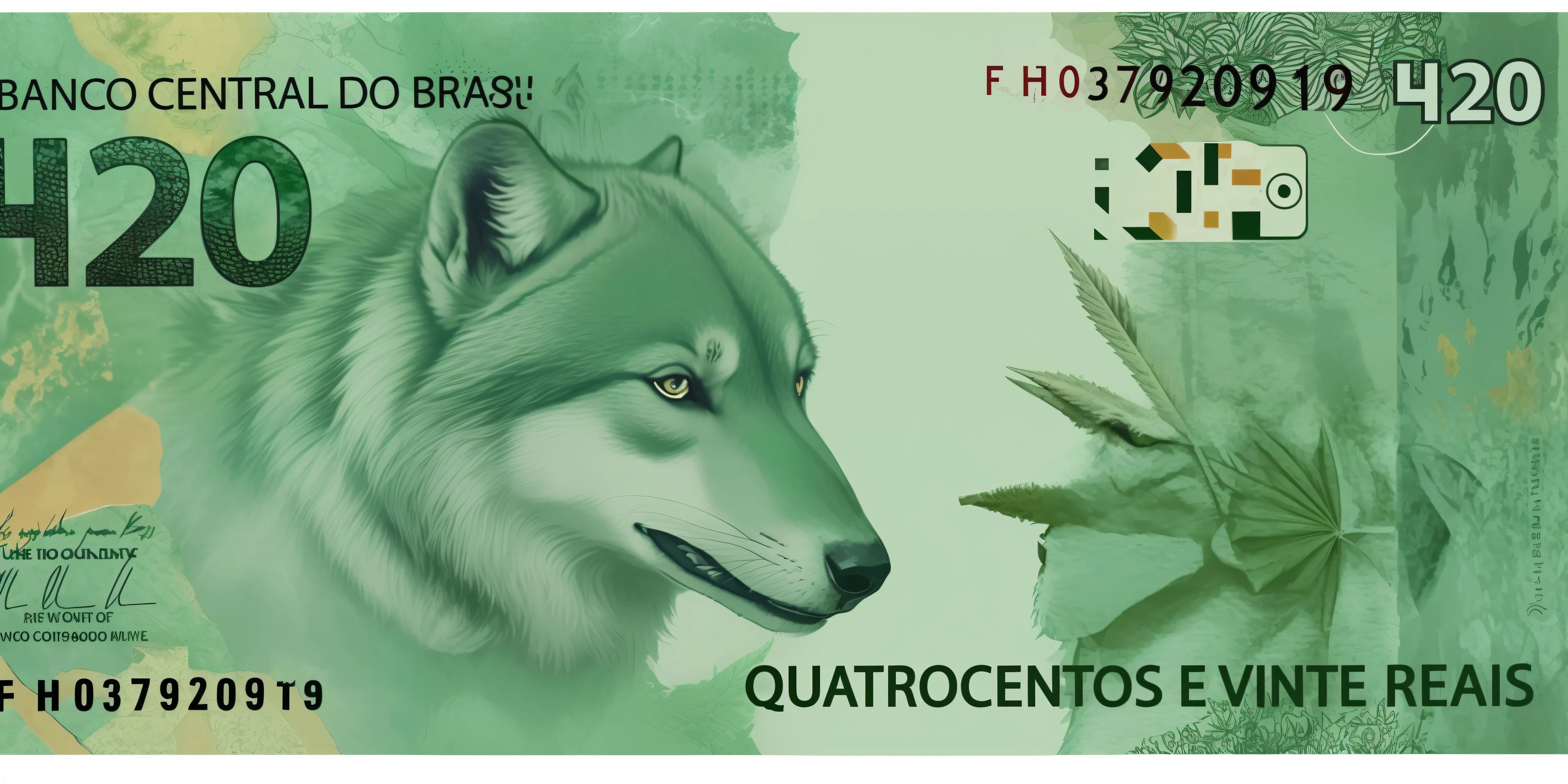 a closeup of a green note with a wolf, three-quarter notes, note, , stoned wolf af, 240p, enlarged view of a note, wolf, such as 🐘 🐳 👽 🤖 , , guapo, animal wolf, 🌻🎹🎼 🐋 🐿🍸🍋 🚀🌈🤩