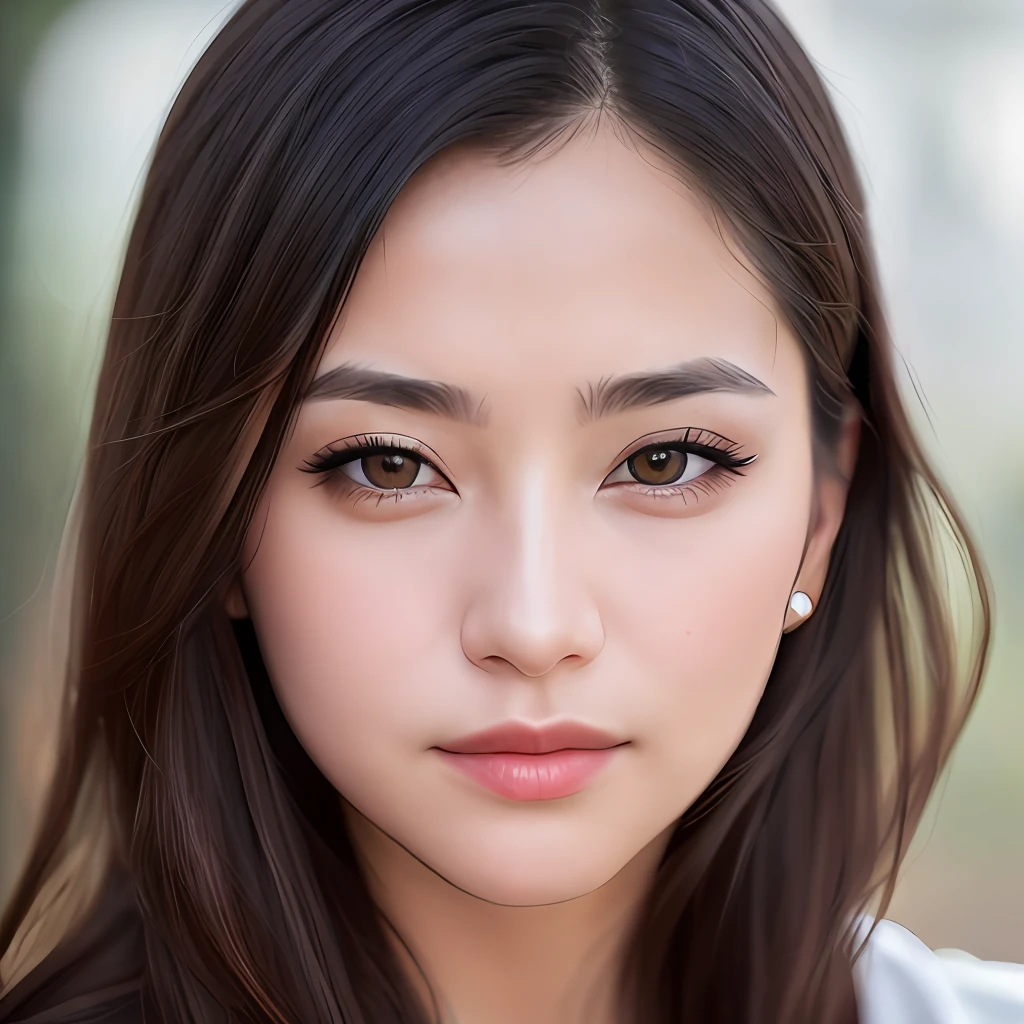 Looking at the audience, light makeup, realism, realistic photos, professional color correction, 8K, F2.4 aperture, 35mm lens, realistic real face, only the face area is included.